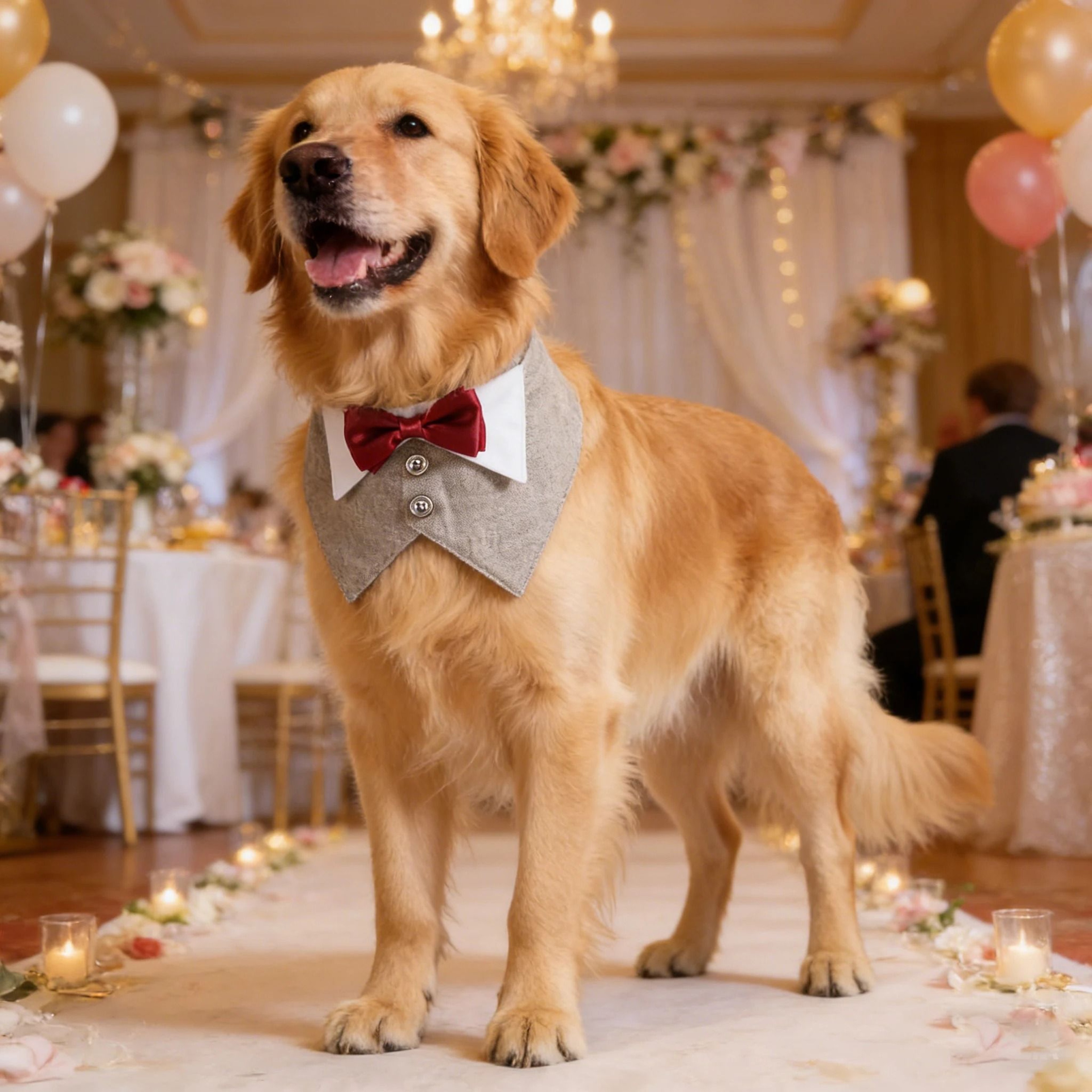 Formal Dog Tuxedo Bandana Collar With Bow Tie For Weddings  Parties 2