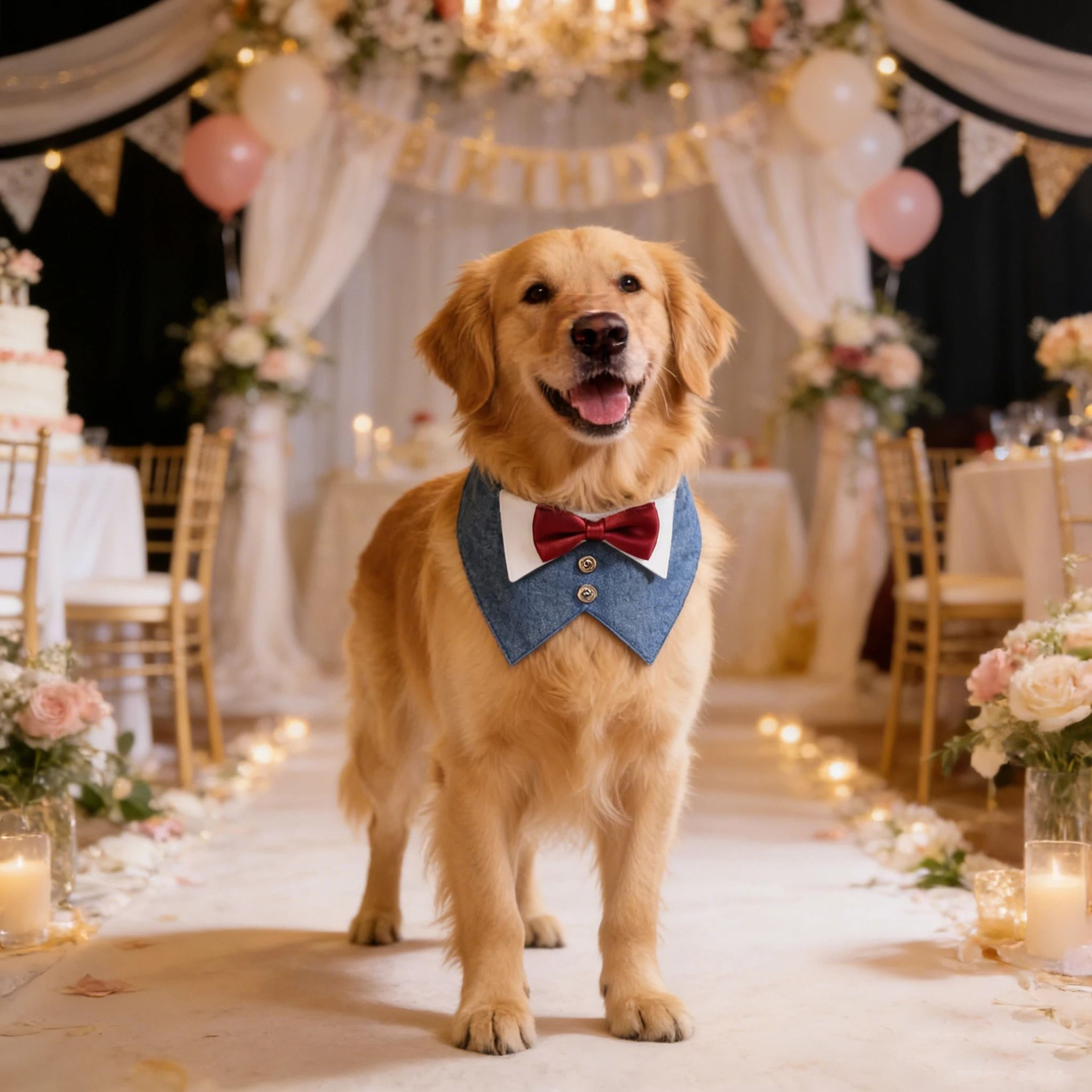 Formal Dog Tuxedo Bandana Collar With Bow Tie For Weddings  Parties 3