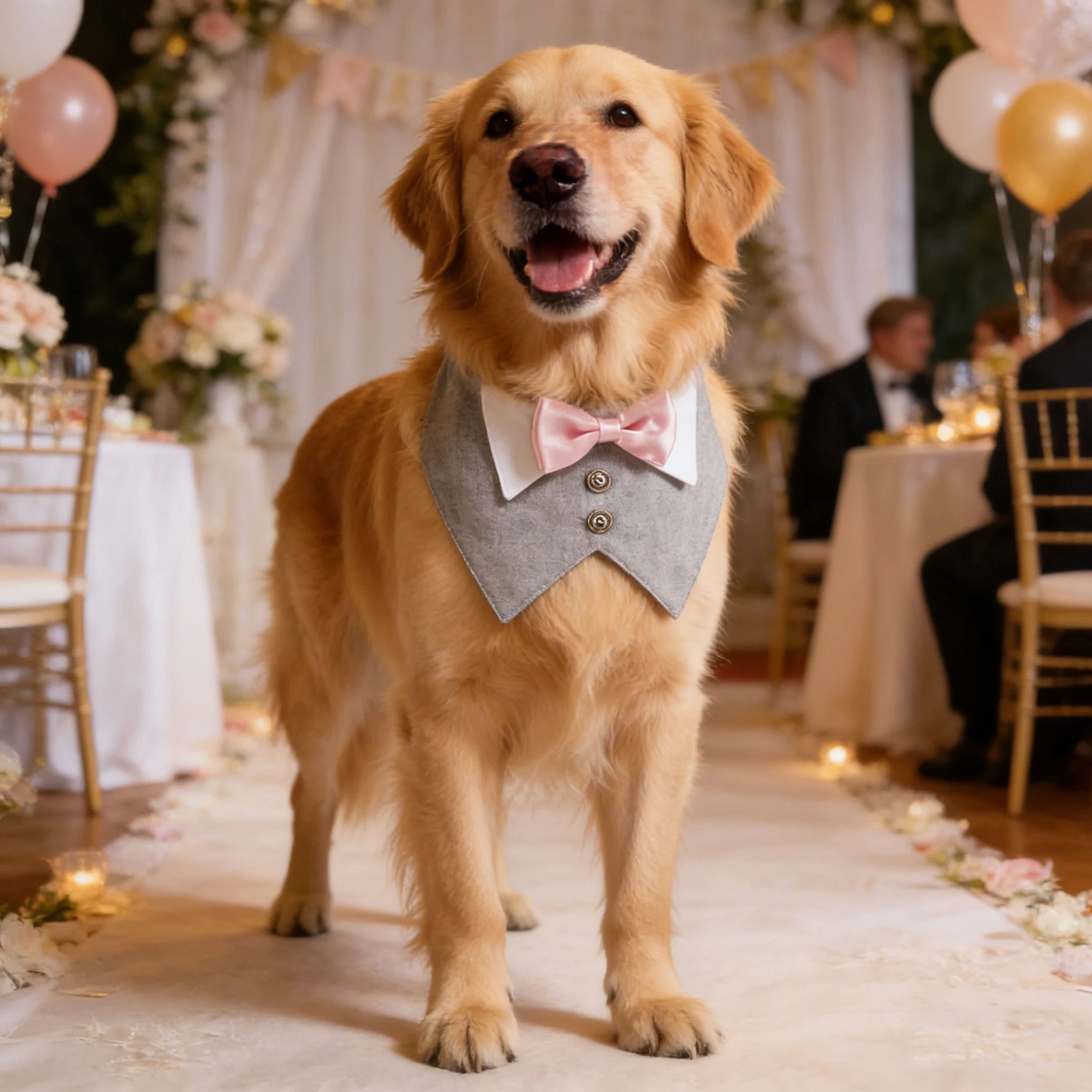 Formal Dog Tuxedo Bandana Collar With Bow Tie For Weddings  Parties 4