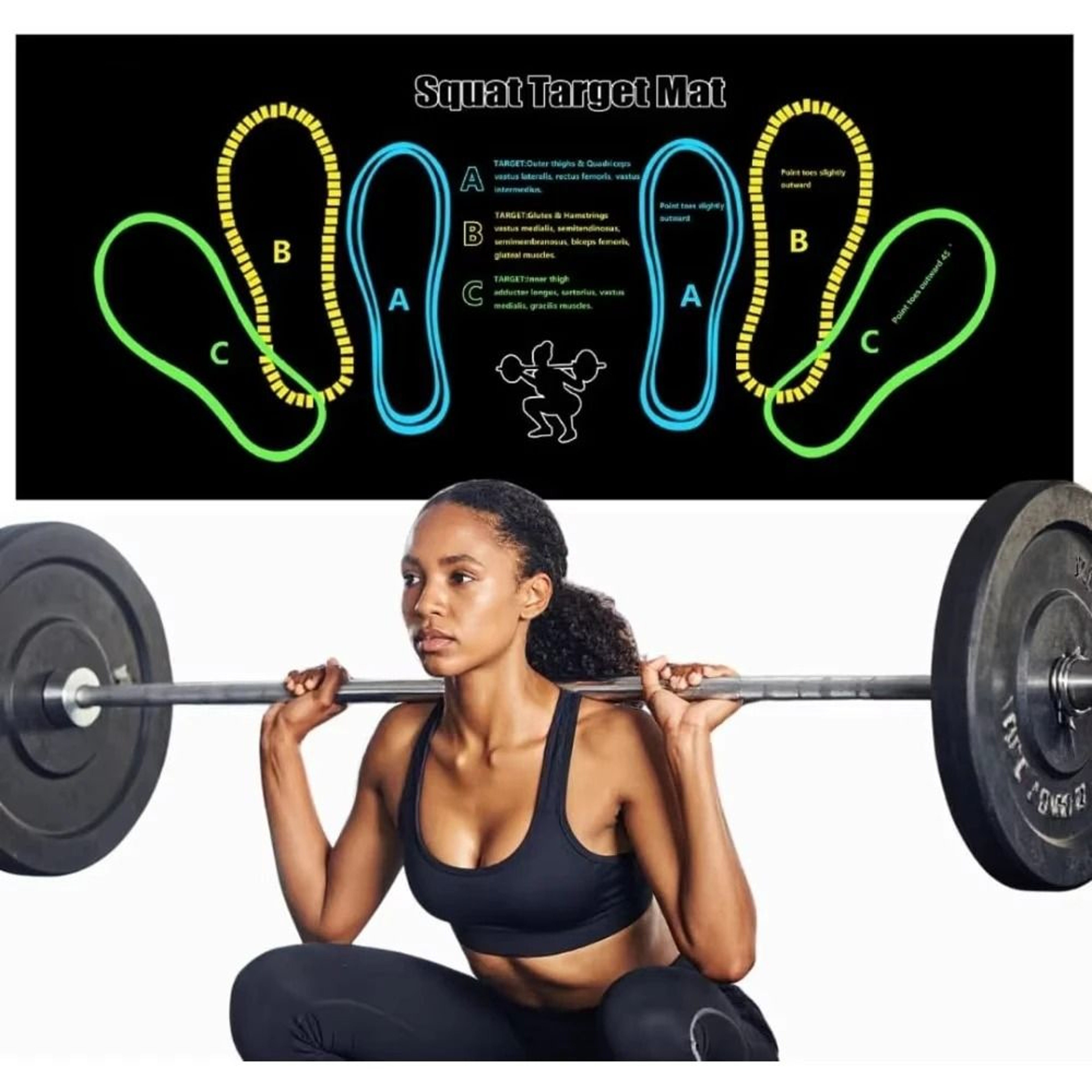 NonSlip TwoColor Squat Mat For Home Workouts  Floor Exercise 1