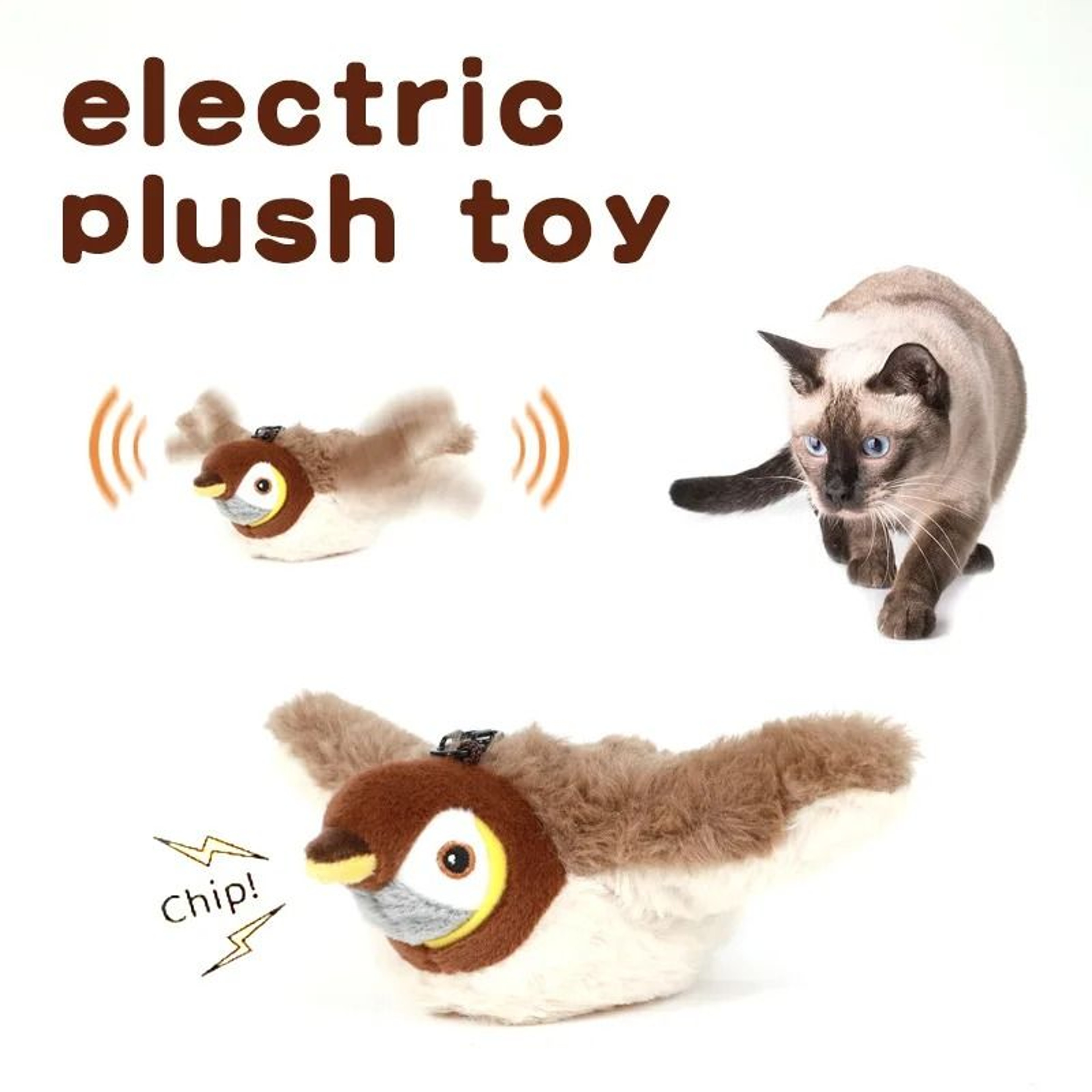 Rechargeable Chirping Flapping Bird Interactive Cat Toy 5