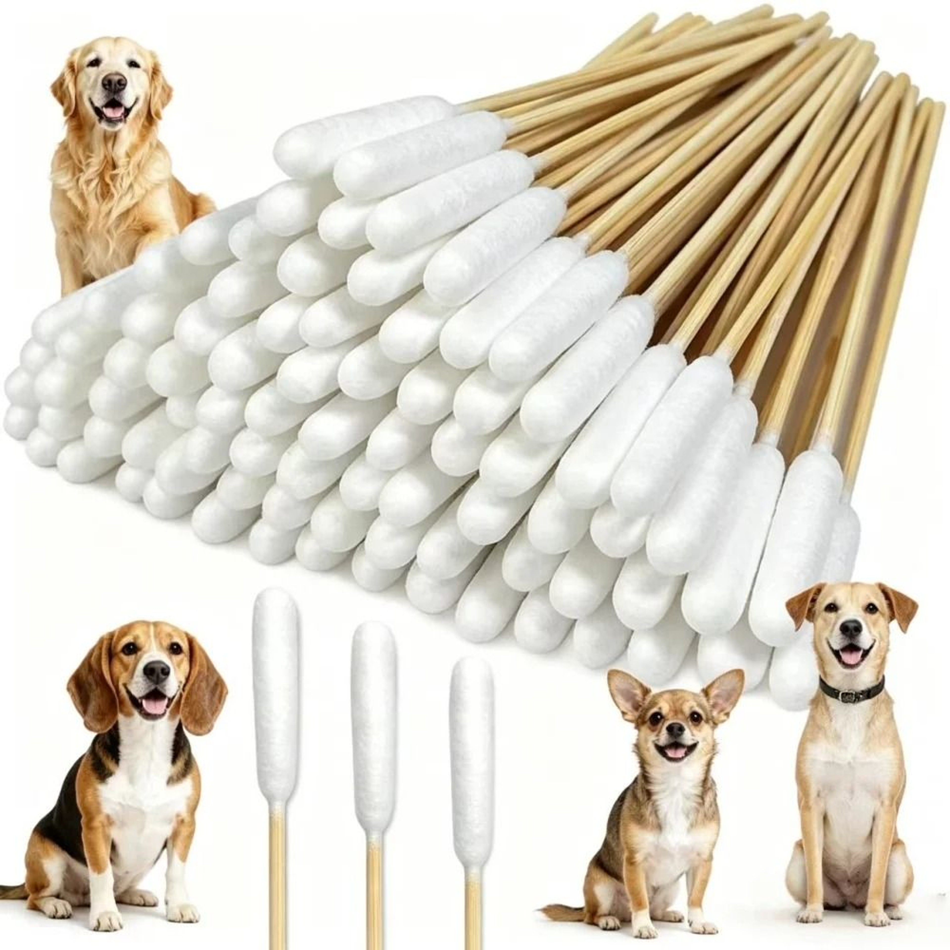 Professional Bamboo Pet Ear Cleaning Swabs For Cats  Dogs 7