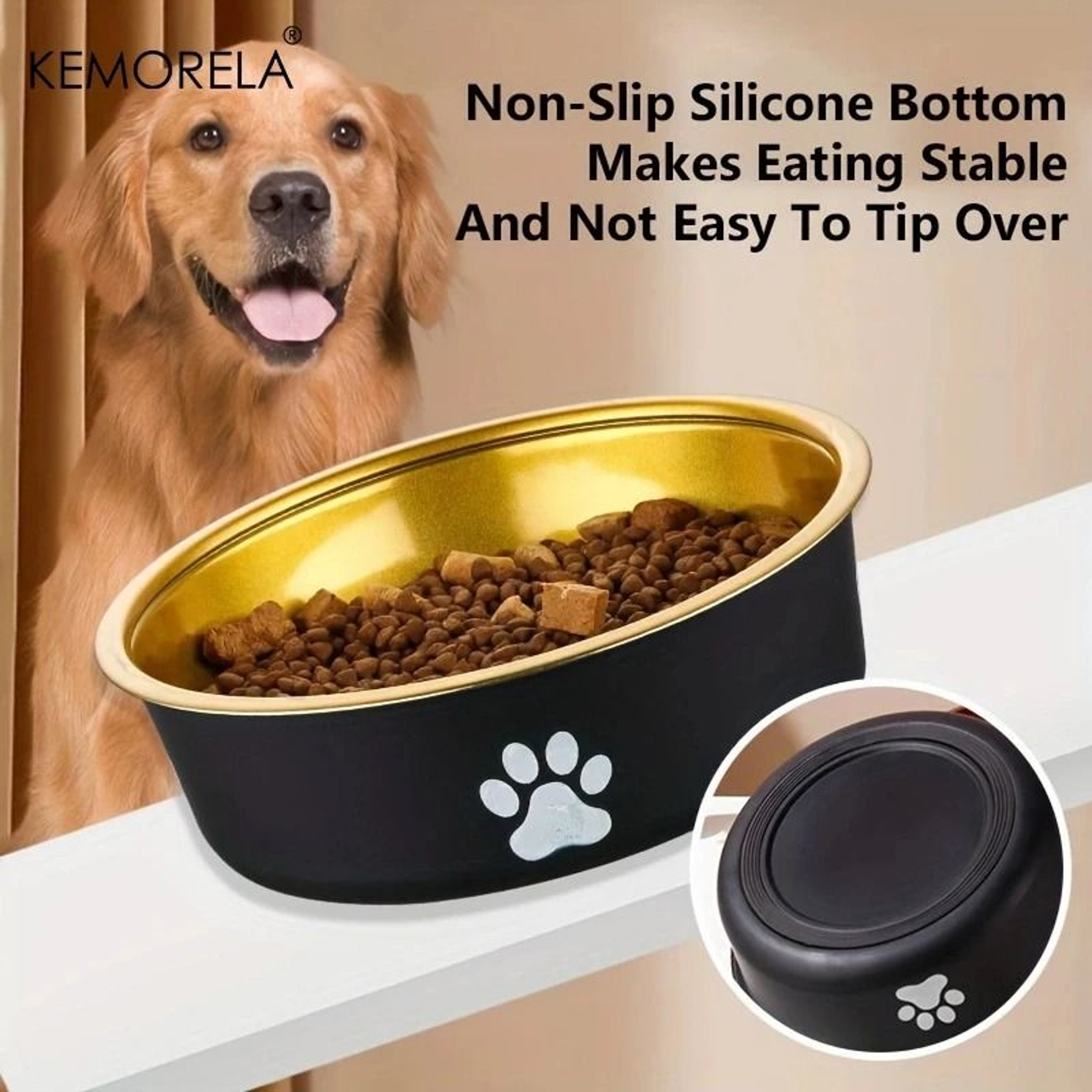 NonSlip Stainless Steel Dog Feeding Bowl Set For Small Medium  Large Dogs 1