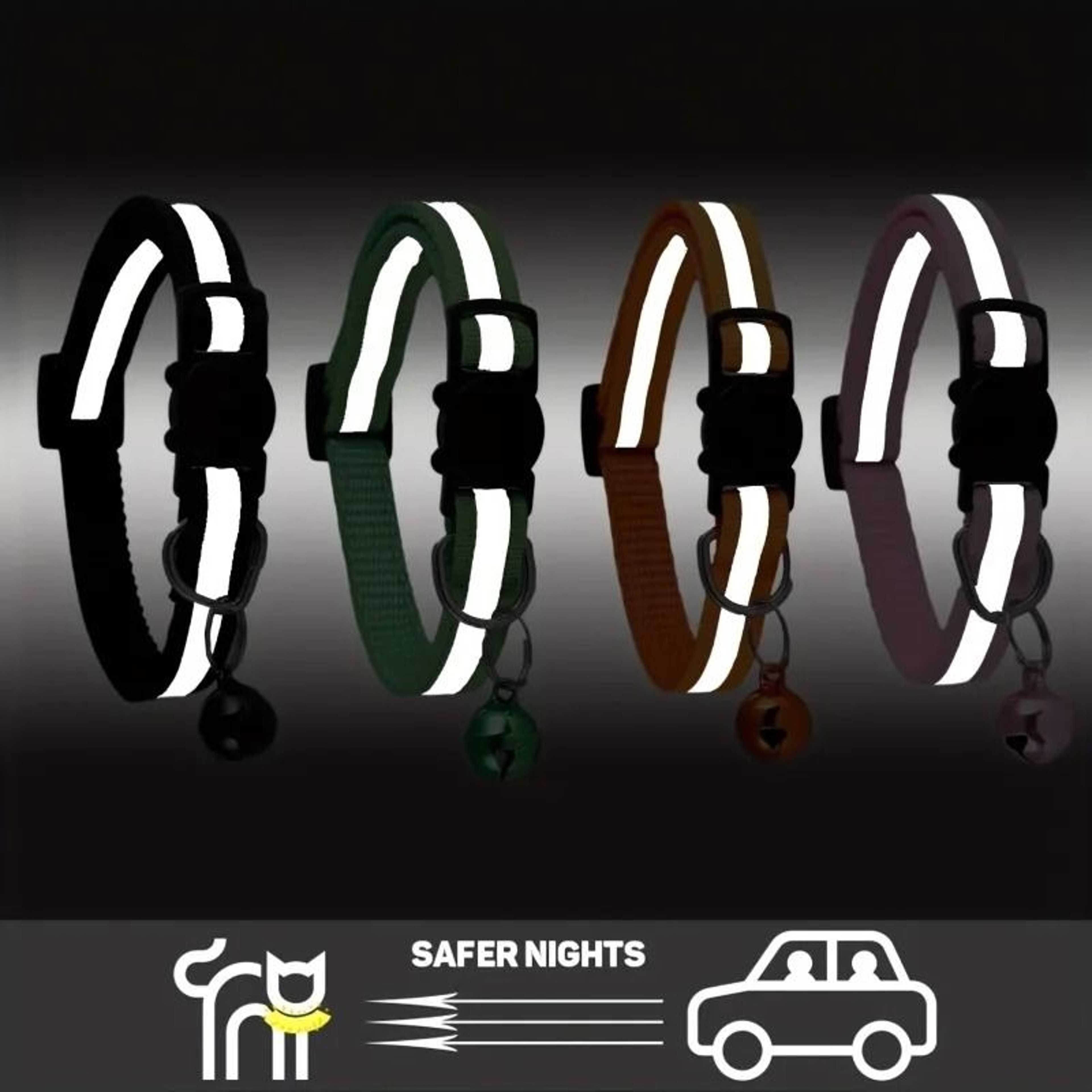 Personalized Reflective Safety Cat Collar Set With Engraved ID Buckle 3