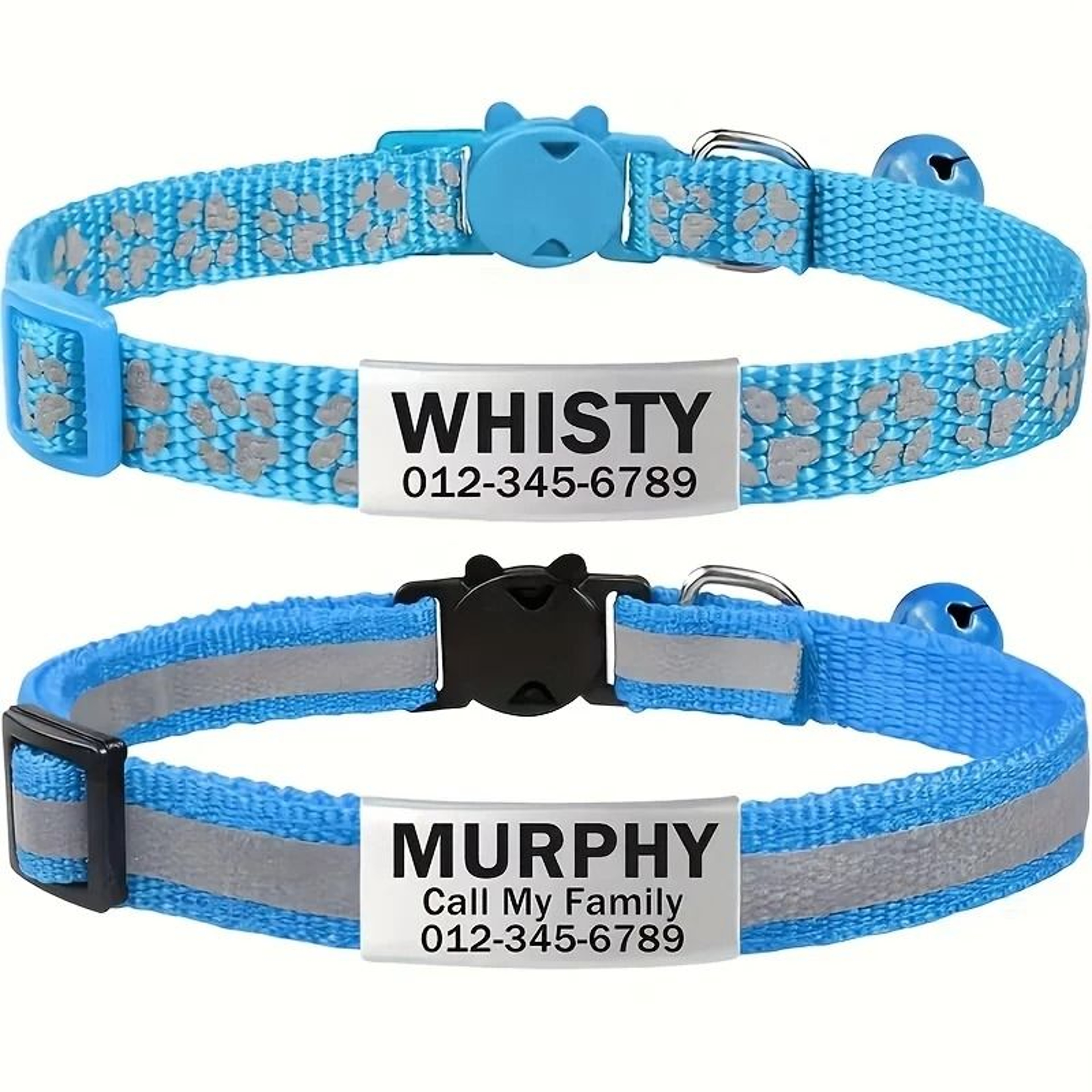 Personalized Reflective Safety Cat Collar Set With Engraved ID Buckle 6