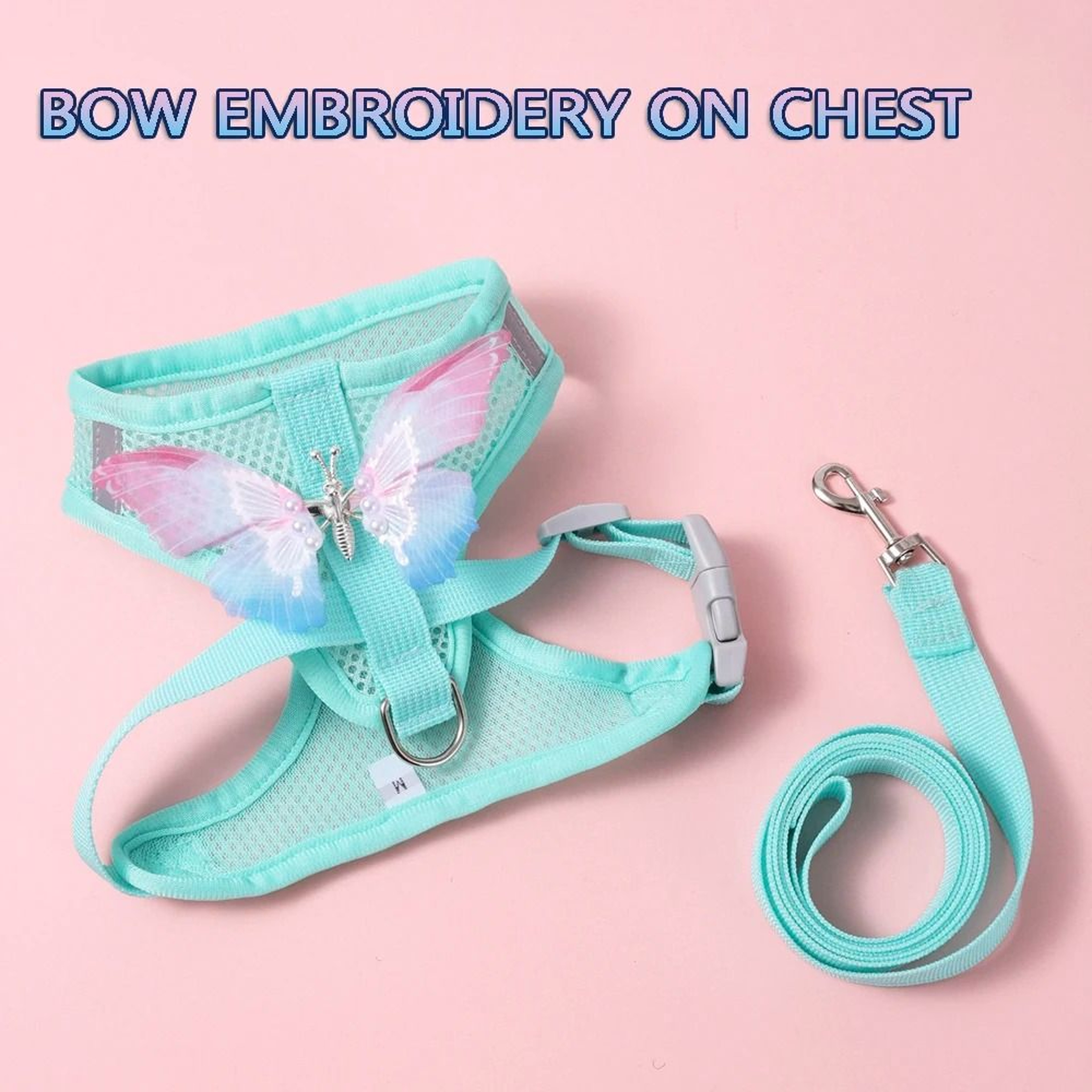 Cute Butterfly Breathable Pet Harness  Leash Set For Cats  Small Dogs 4