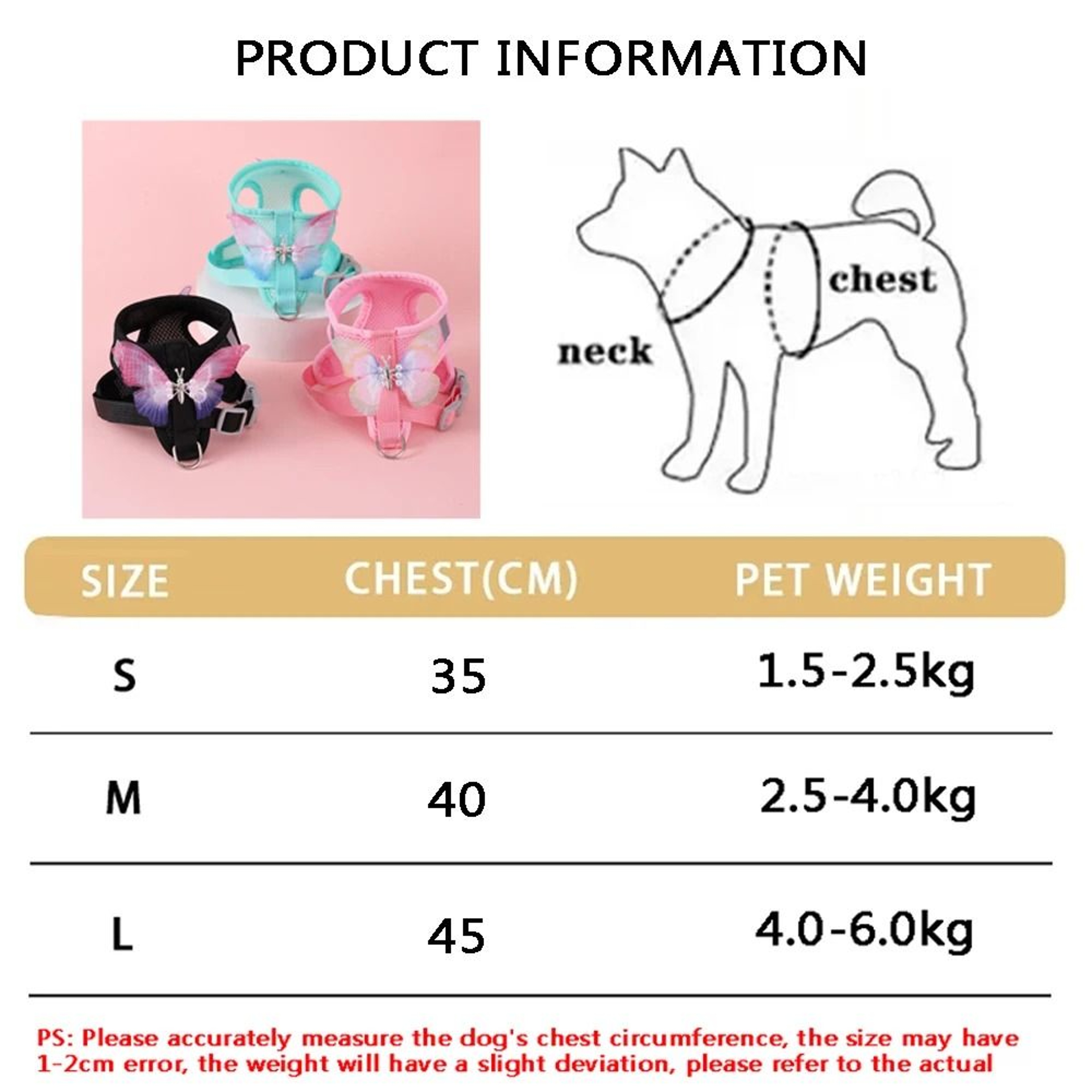 Cute Butterfly Breathable Pet Harness & Leash Set for Cats & Small Dogs – view 9