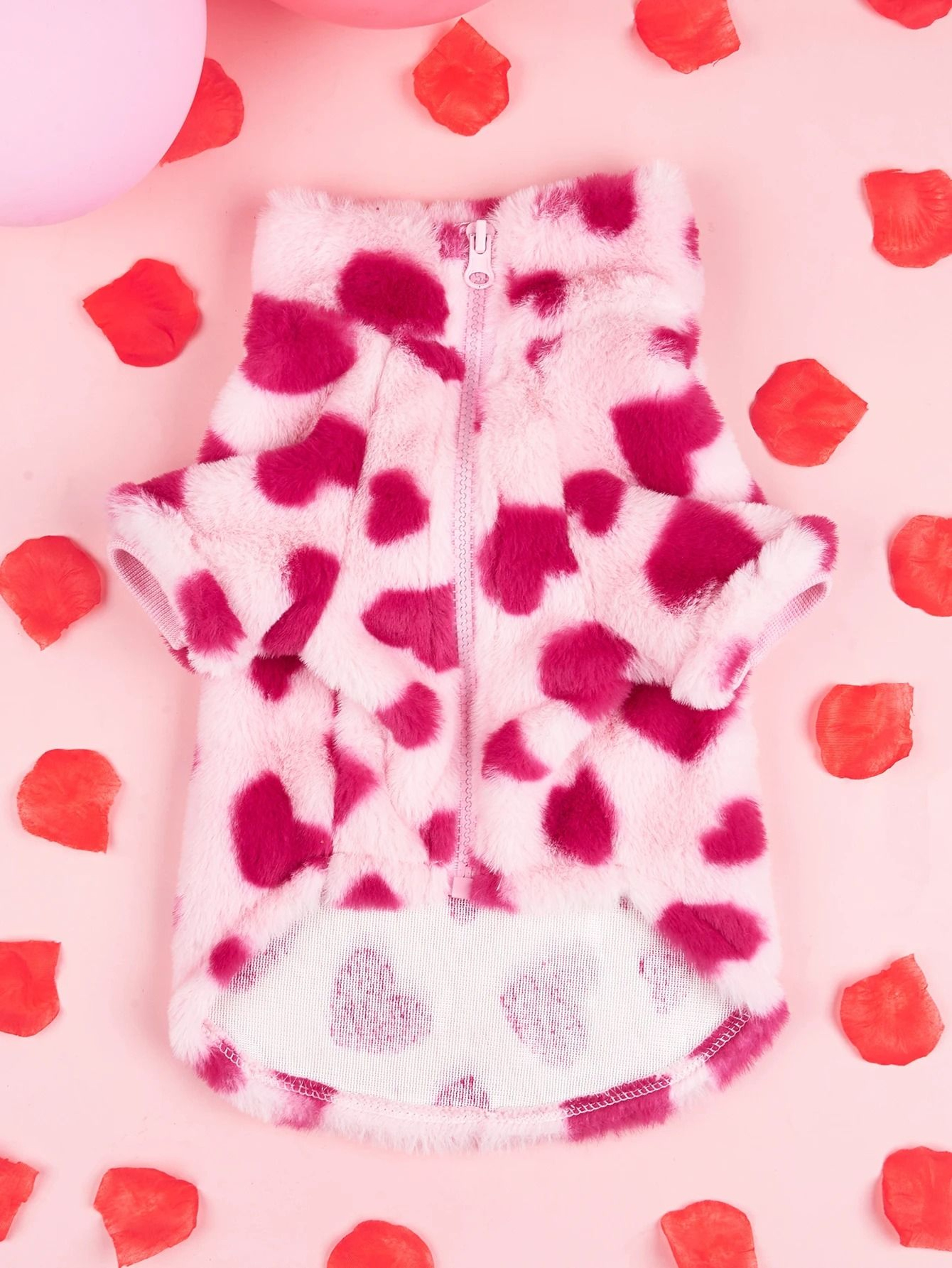 Super Soft Heart Print Winter Dog Hoodie Jacket 3