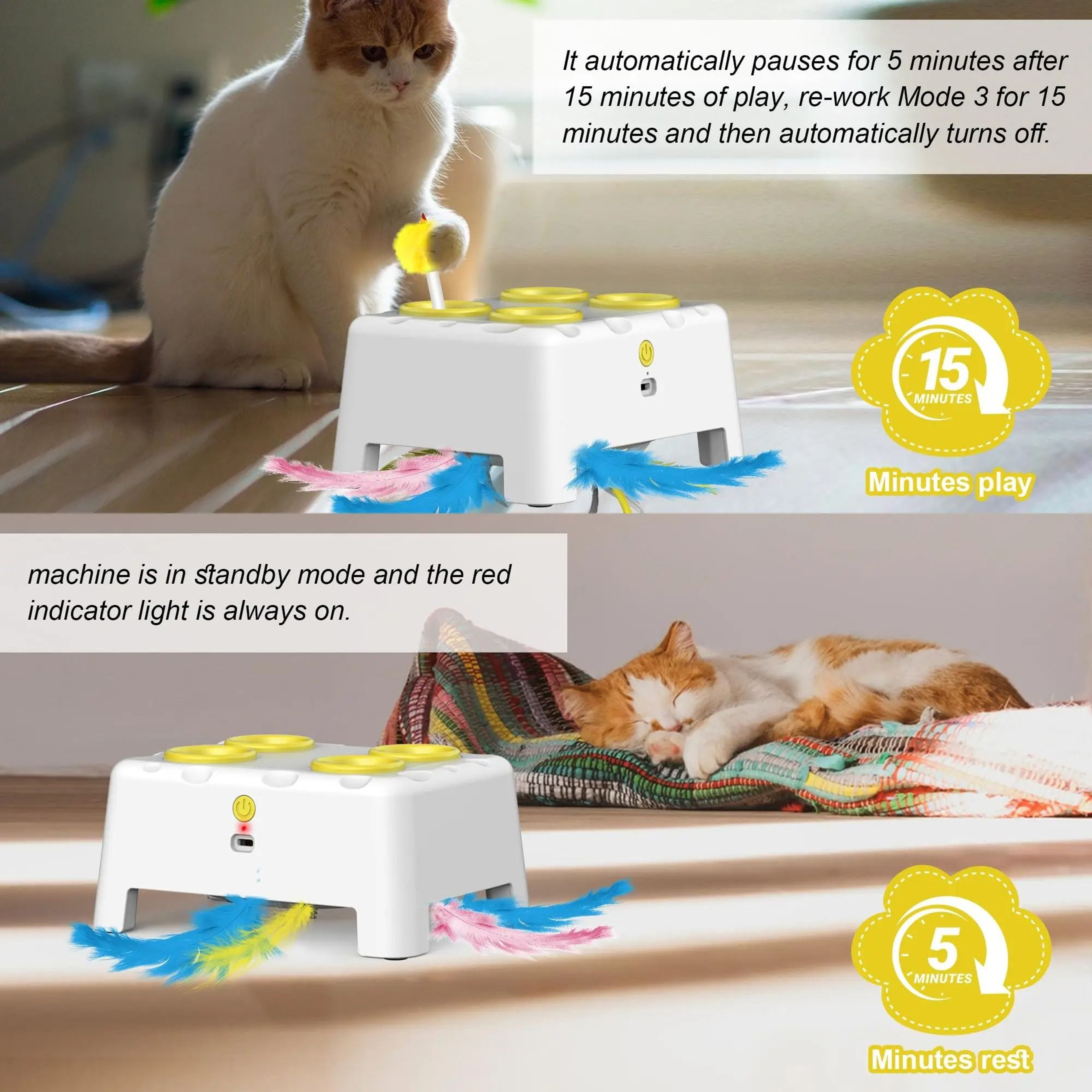PopPounce Rechargeable WhackAMole Interactive Cat Toy 2