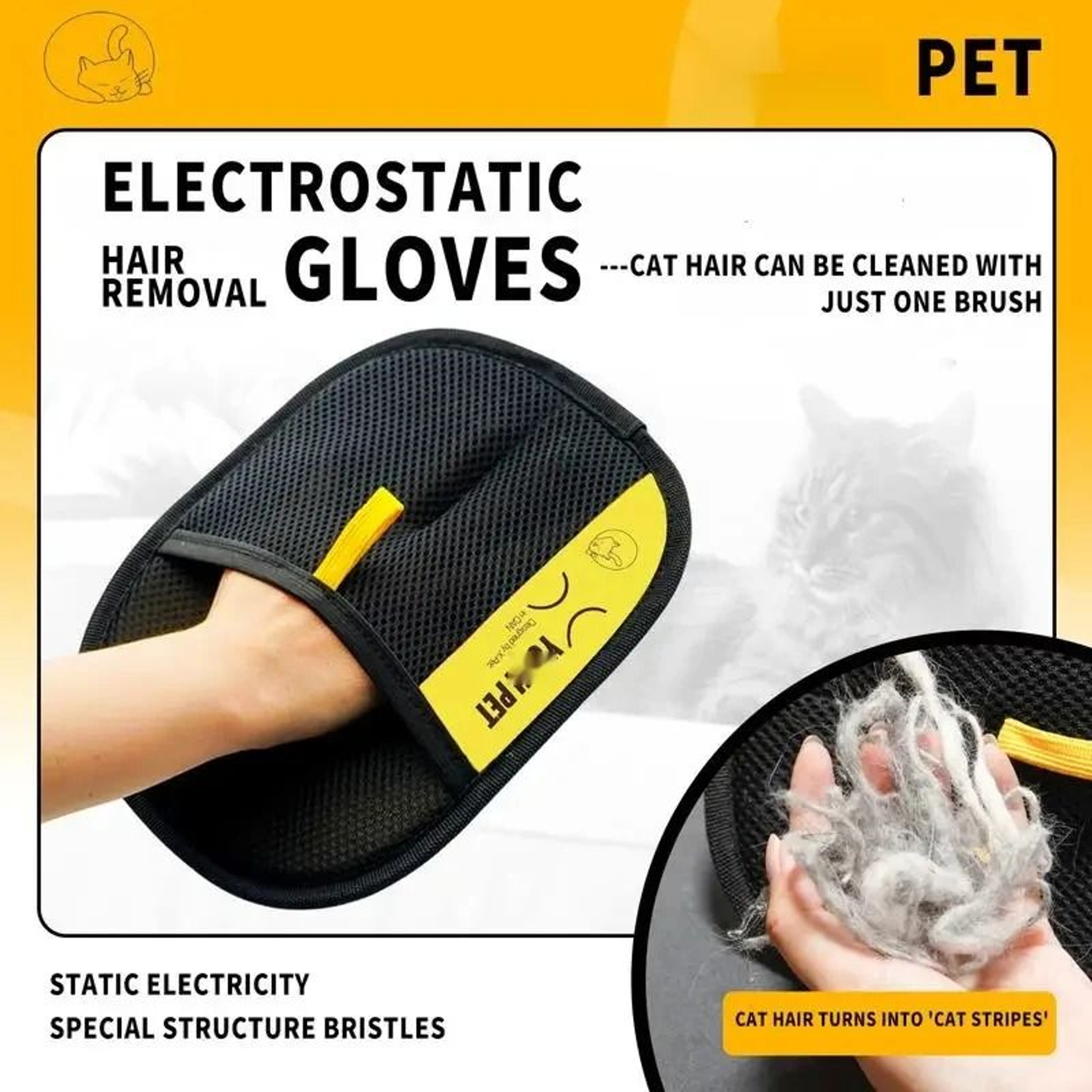 Electrostatic Pet Hair Remover Glove For Cats Dogs Furniture  Clothes 1