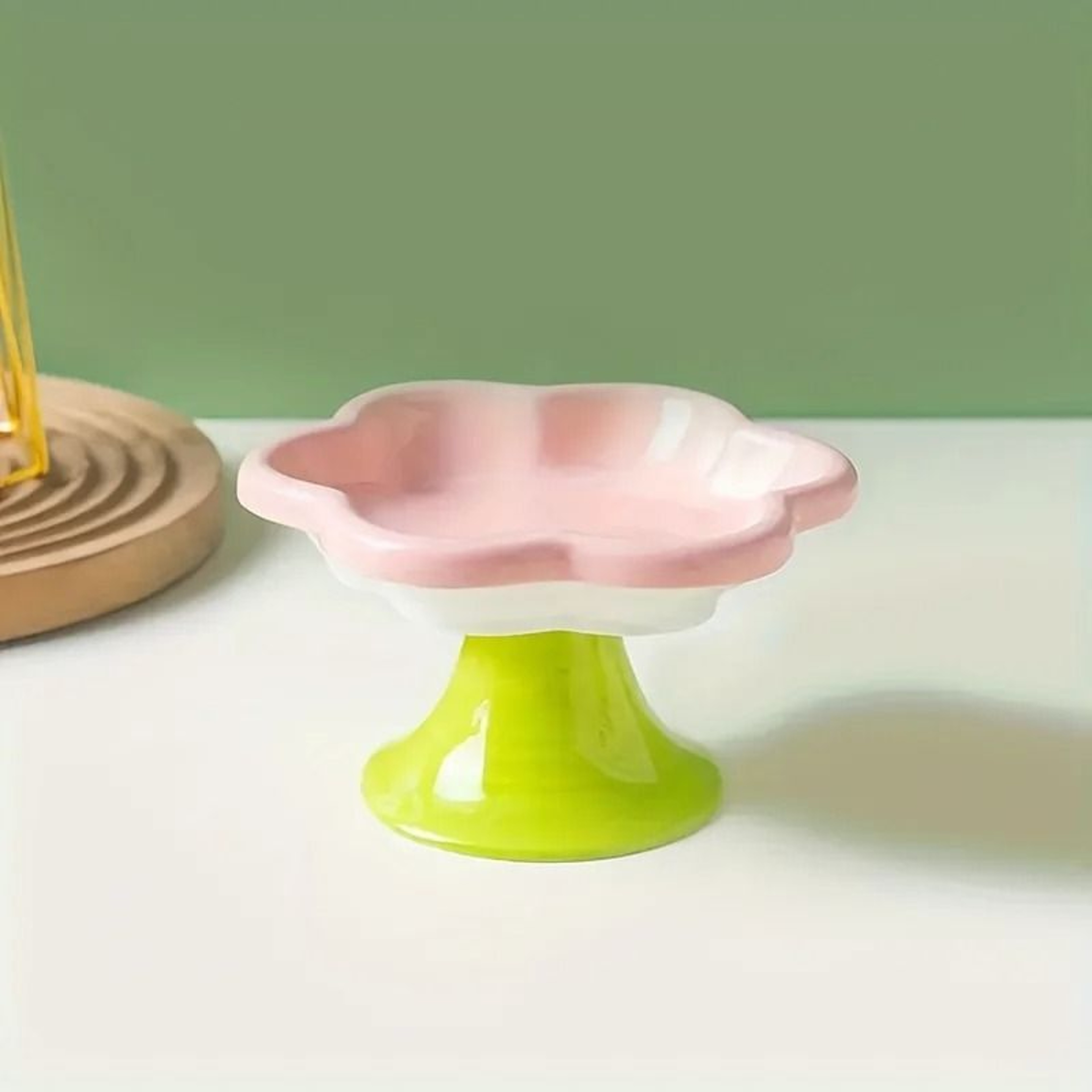 Floral Elevated Ceramic Cat Bowl With Neck Protection Stand 8