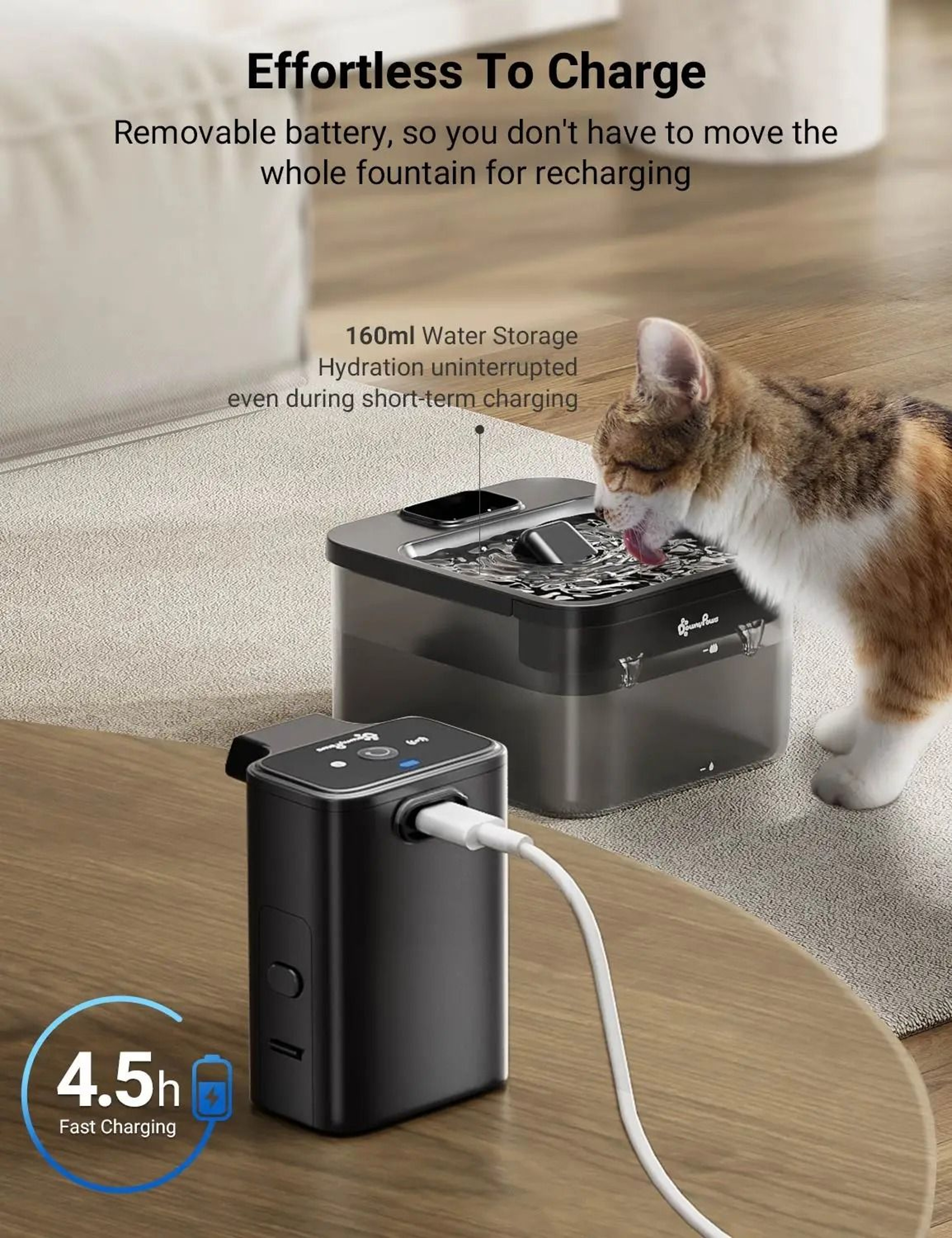 DownyPaws 25L Wireless Cat Water Fountain With Motion Sensor 6