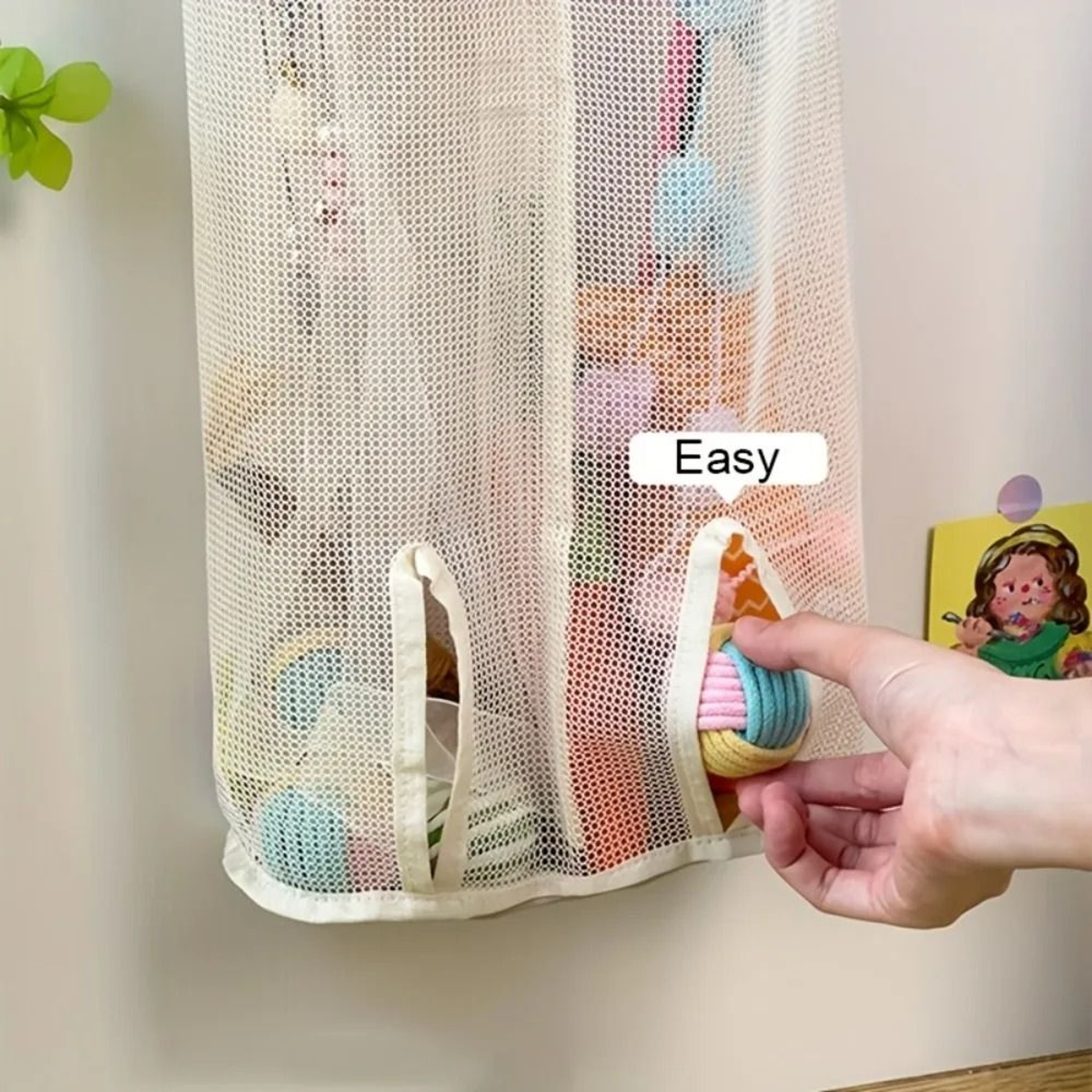 Wall Hanging Mesh Pet Toy Storage Organizer For Cat  Dog Accessories 4