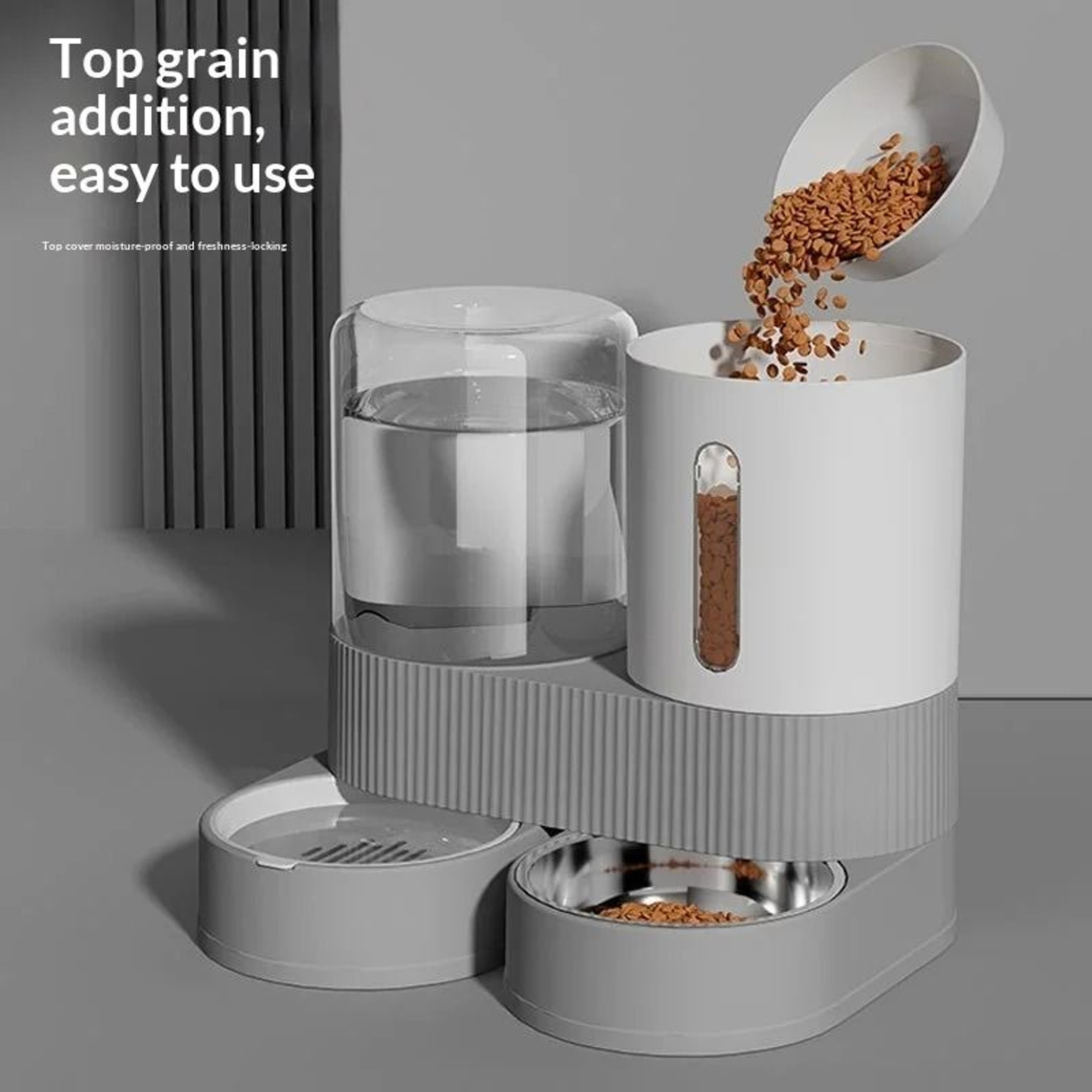 Large Capacity Automatic Pet Feeder  Water Dispenser Set For Cats  Dogs 0