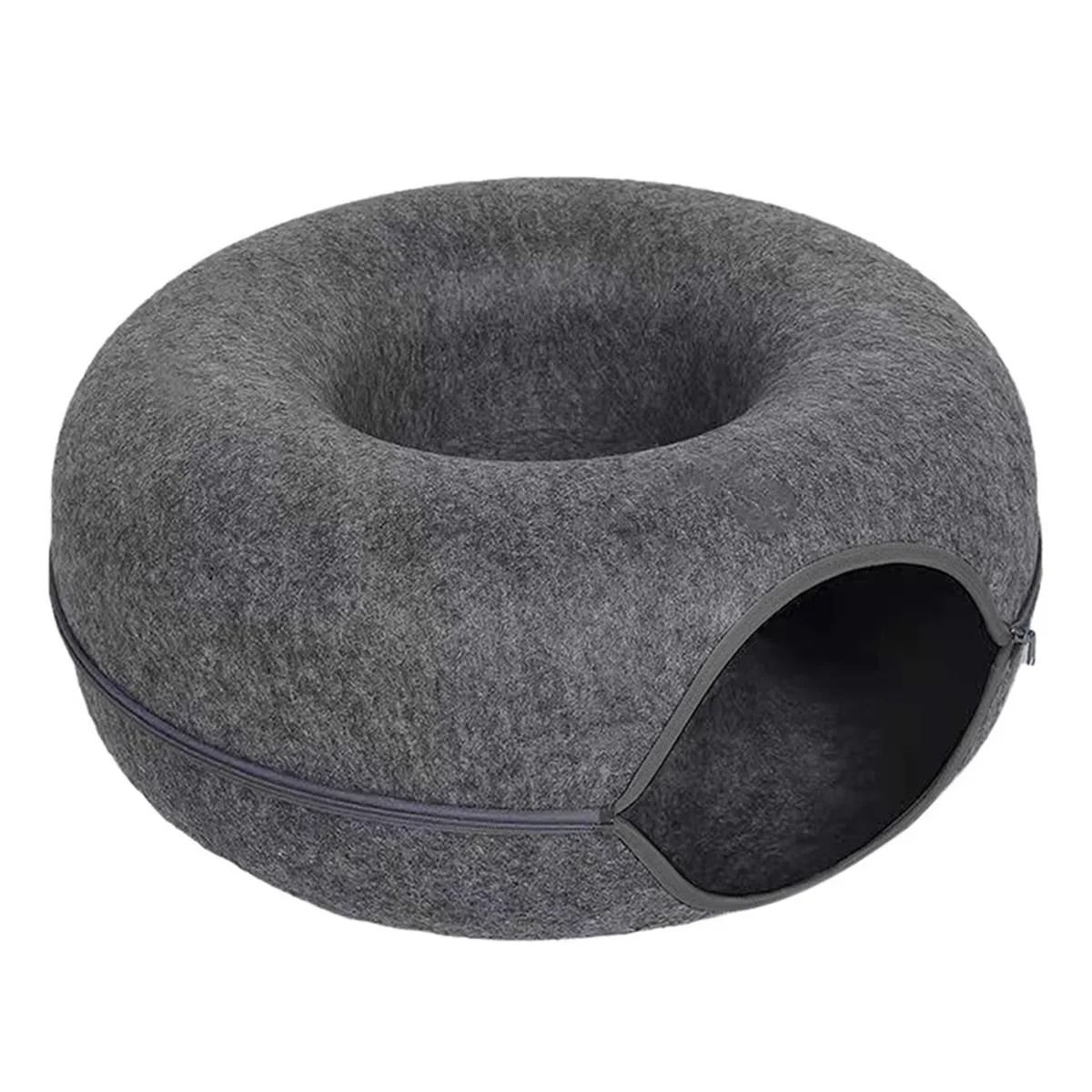 Interactive Felt Cat Tunnel Donut Bed With Scratcher  Cozy Nest Design 7