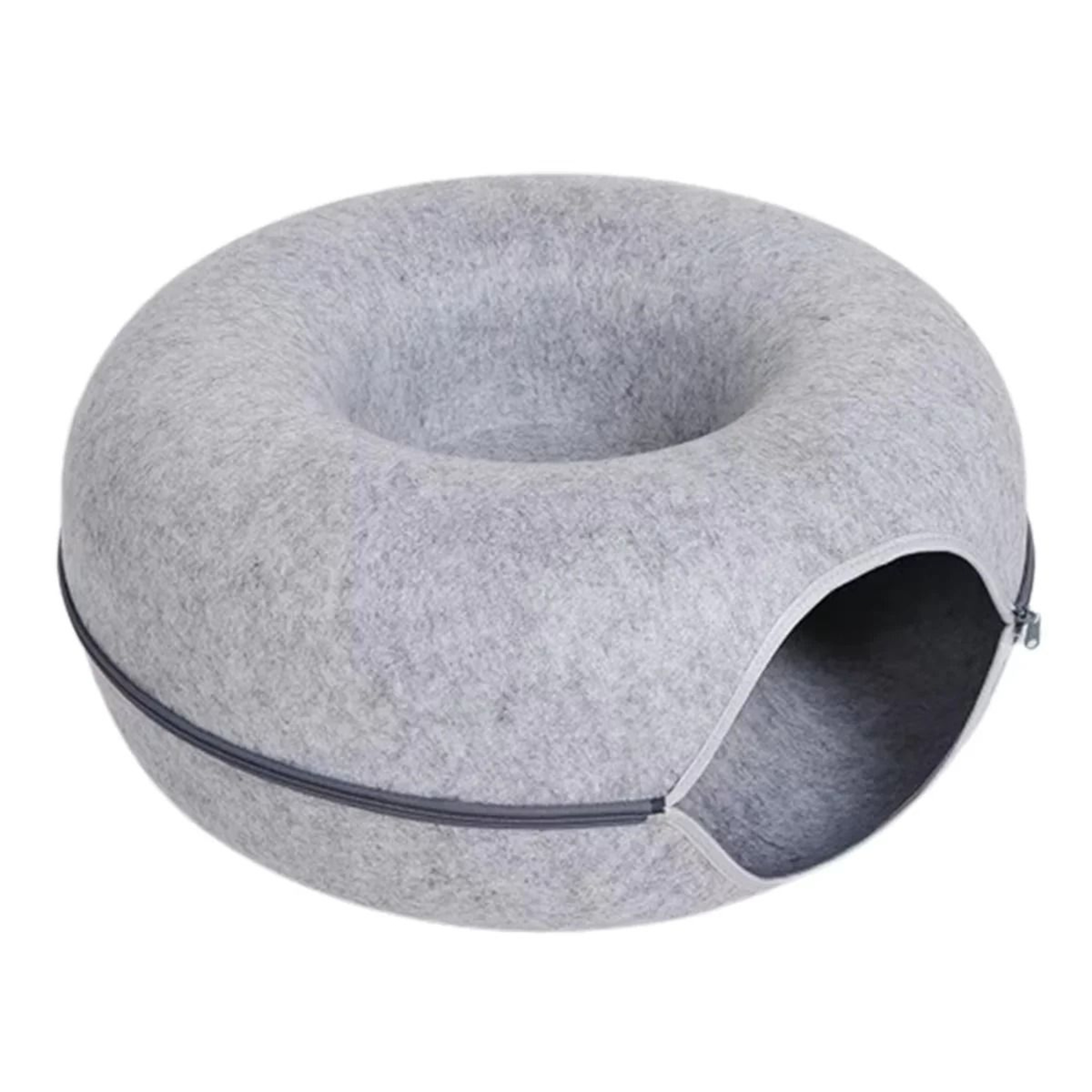 Interactive Felt Cat Tunnel Donut Bed With Scratcher  Cozy Nest Design 8
