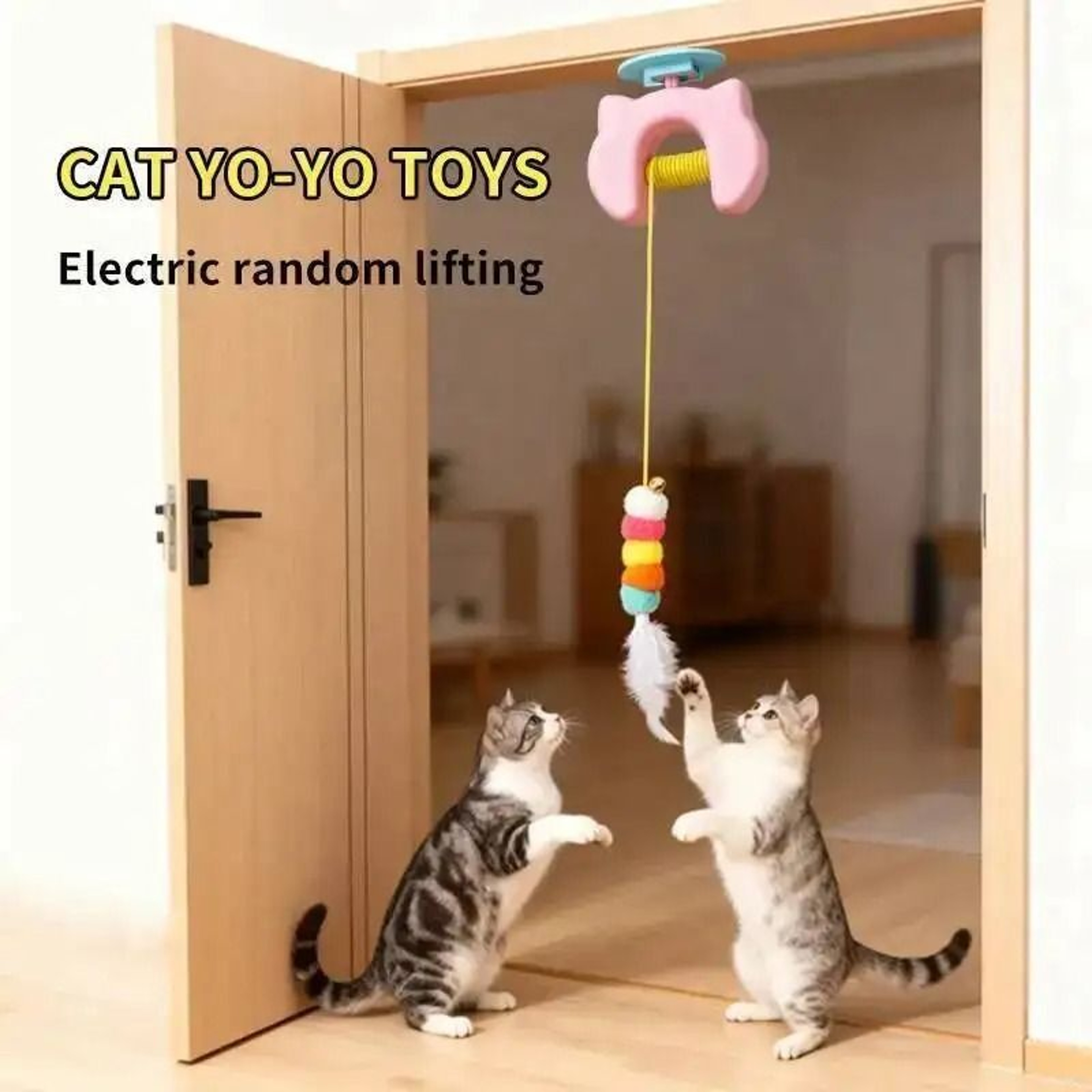 Smart Hanging Door Feather Cat Toy With Auto Swing Ropes 1