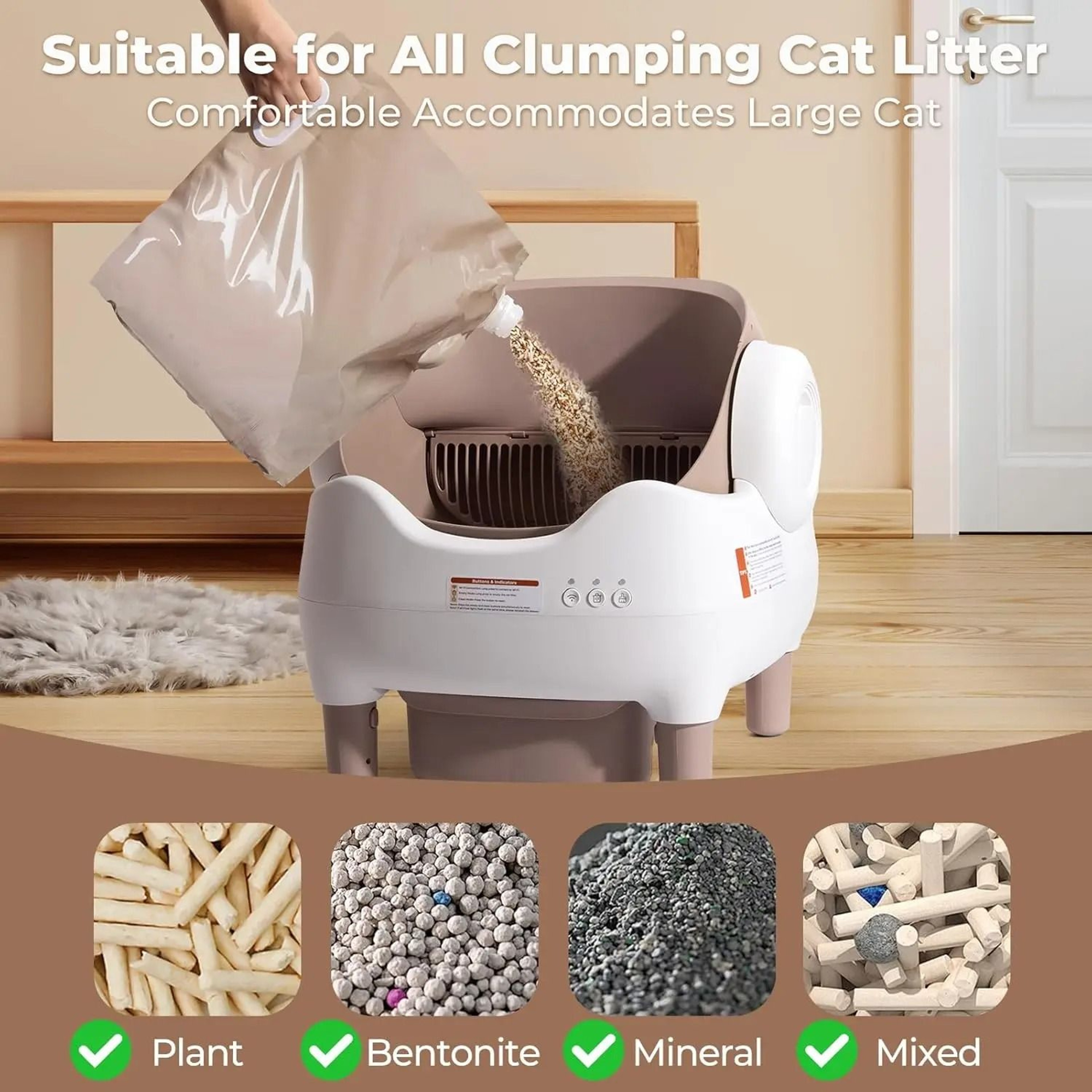 VOFORD Extra Large Automatic Self Cleaning Cat Litter Box With App Control 5