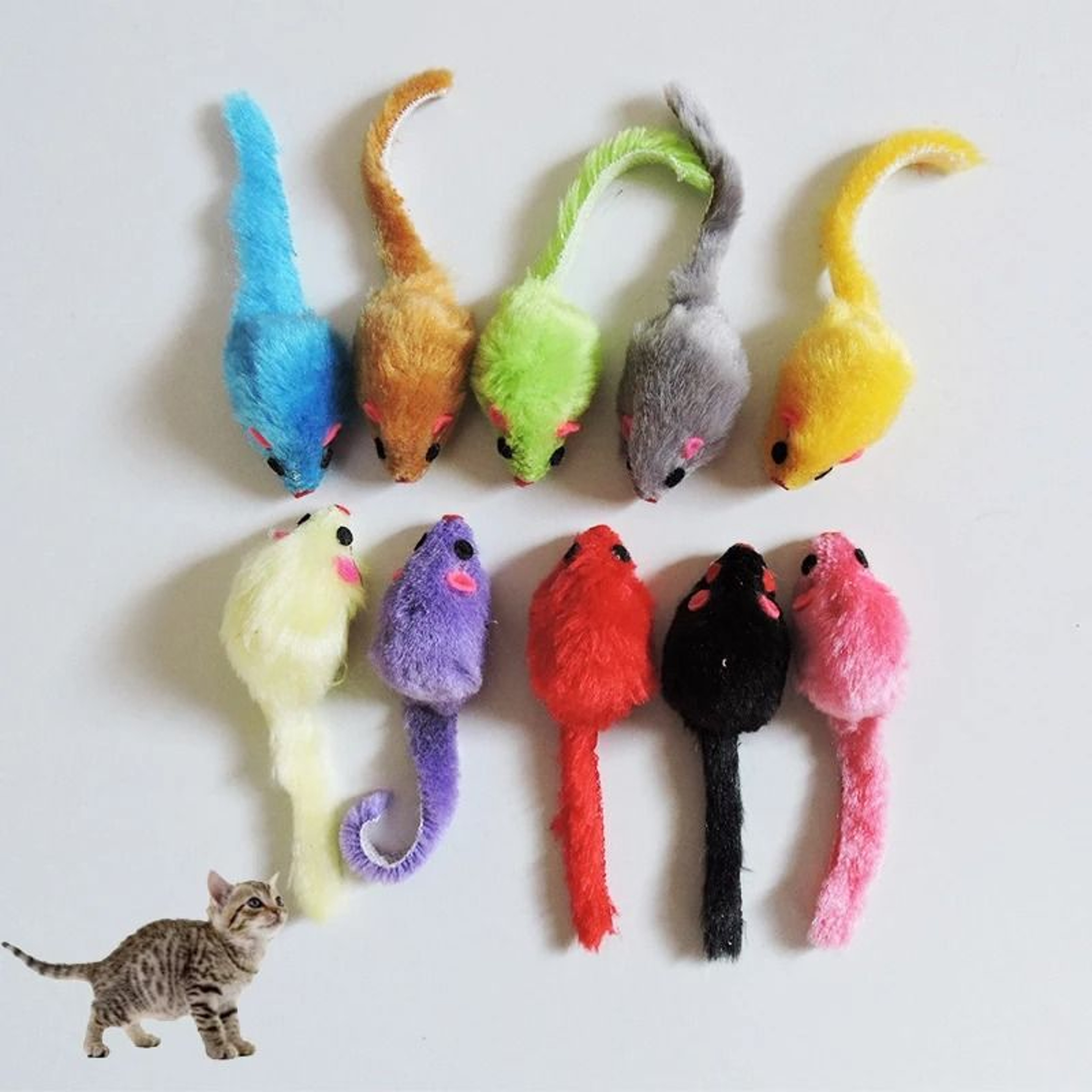 5PCS Furry Plush Mouse Cat Toys For Interactive Indoor Play 1