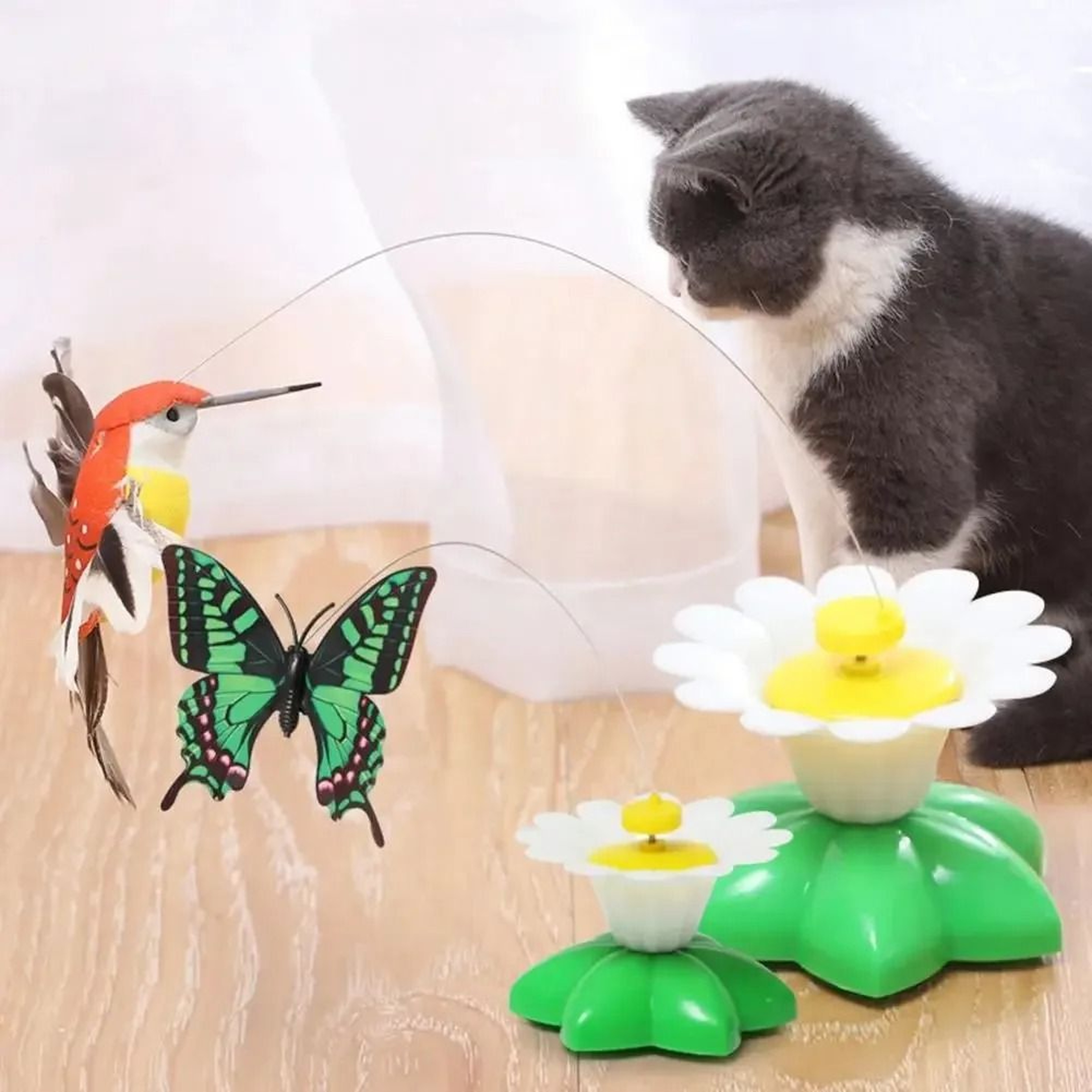 Interactive Electric Butterfly Cat Toy With Rotating Flying Hummingbird  Automatic Motion Training  2