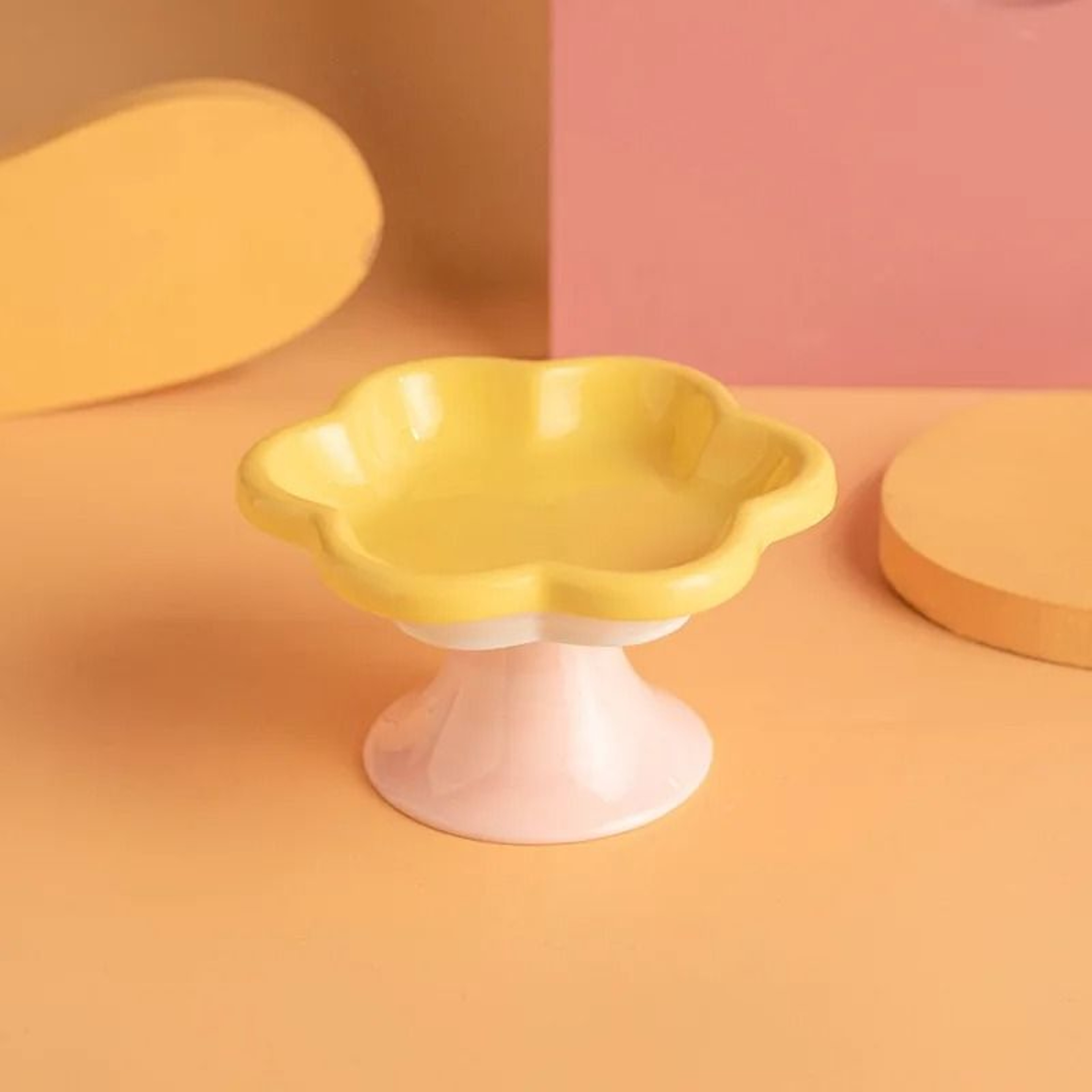 Flower Elevated Ceramic Cat Bowl For Comfortable Feeding 8