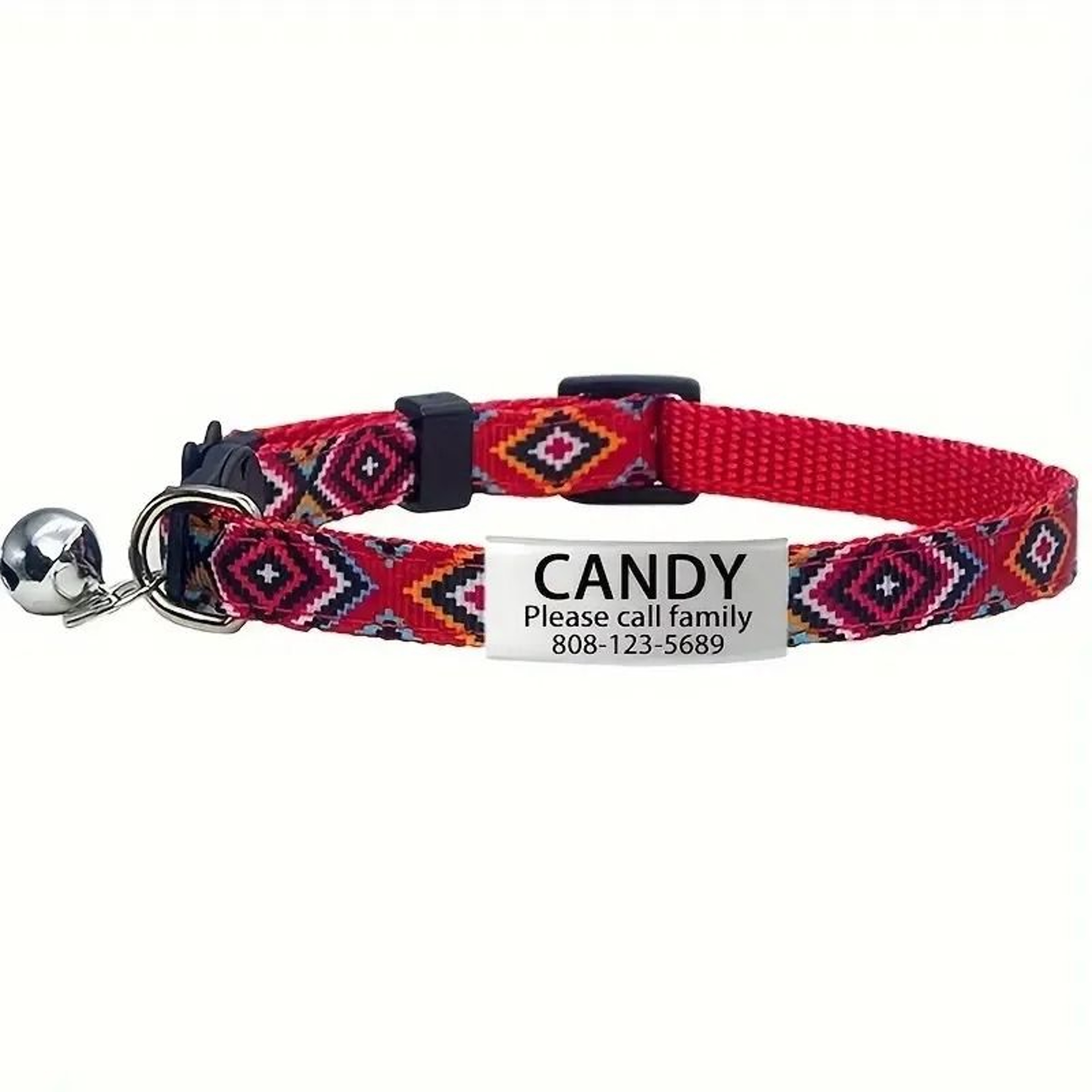 Personalized Bohemian Cat Collar With Bell Custom Engraved ID Tag Breakaway Safety Adjustable Kitte 8