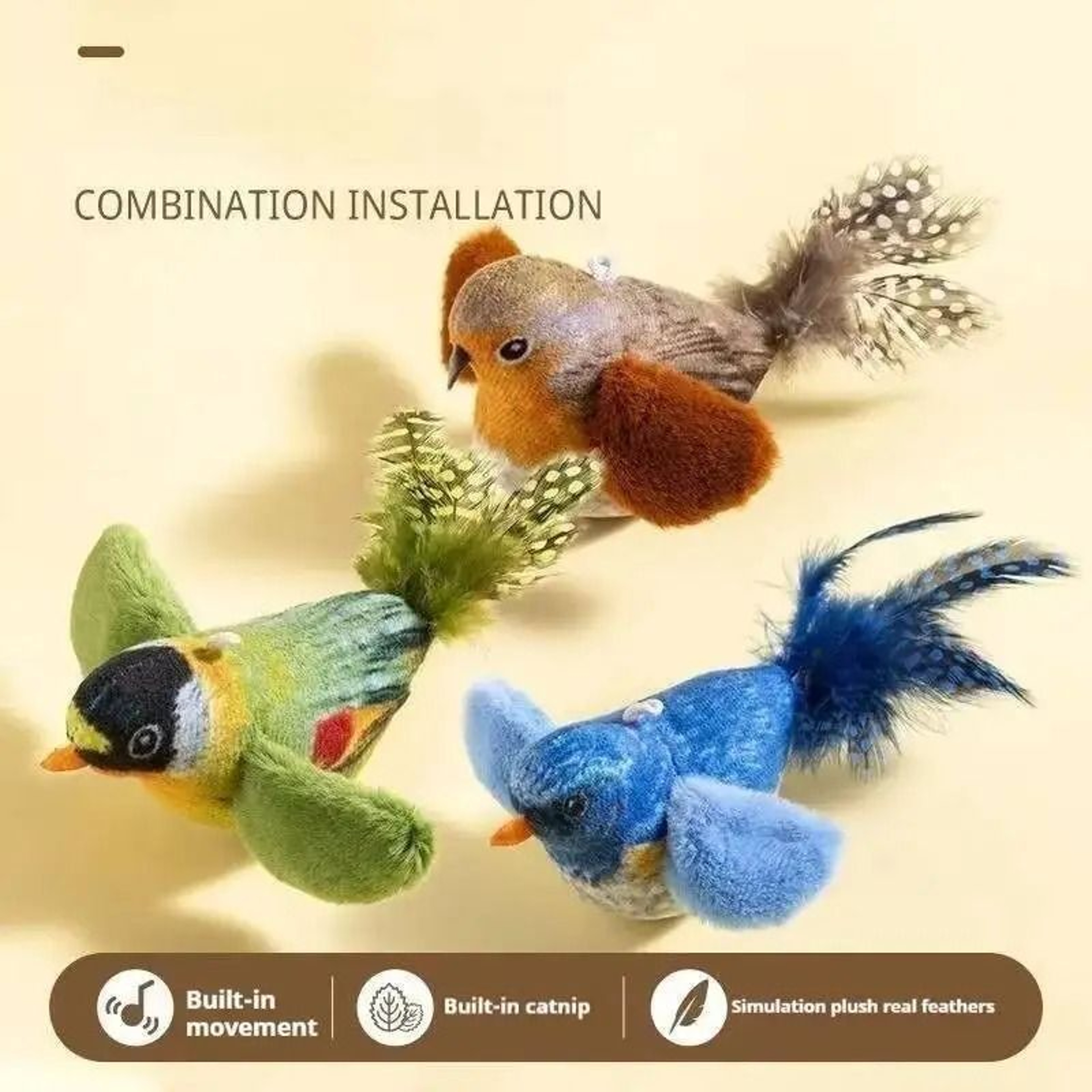 Interactive Bird Cat Toy With Sound  Catnip  Wall Hanging Chasing Toy For Indoor Cats 11