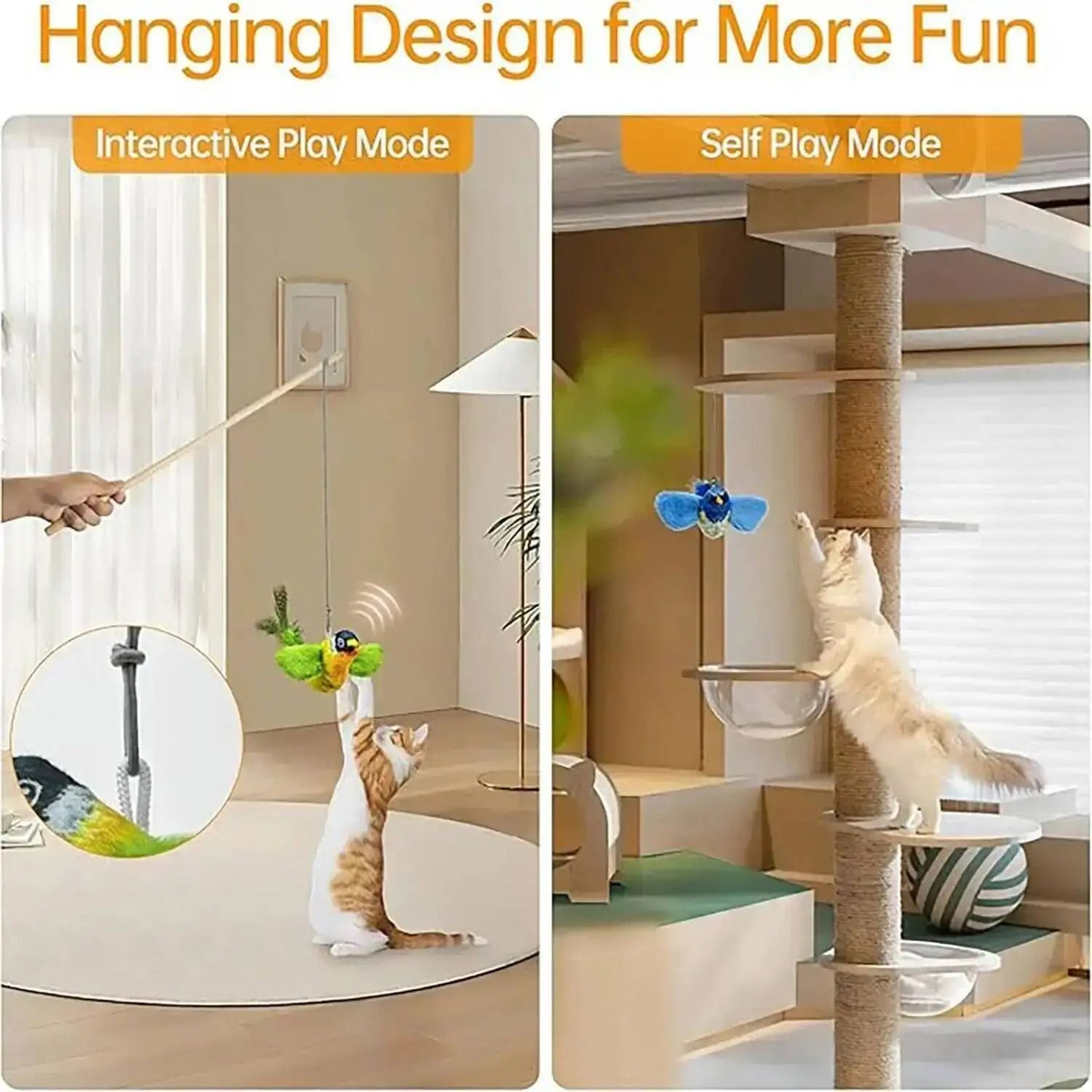 Interactive Bird Cat Toy With Sound  Catnip  Wall Hanging Chasing Toy For Indoor Cats 1