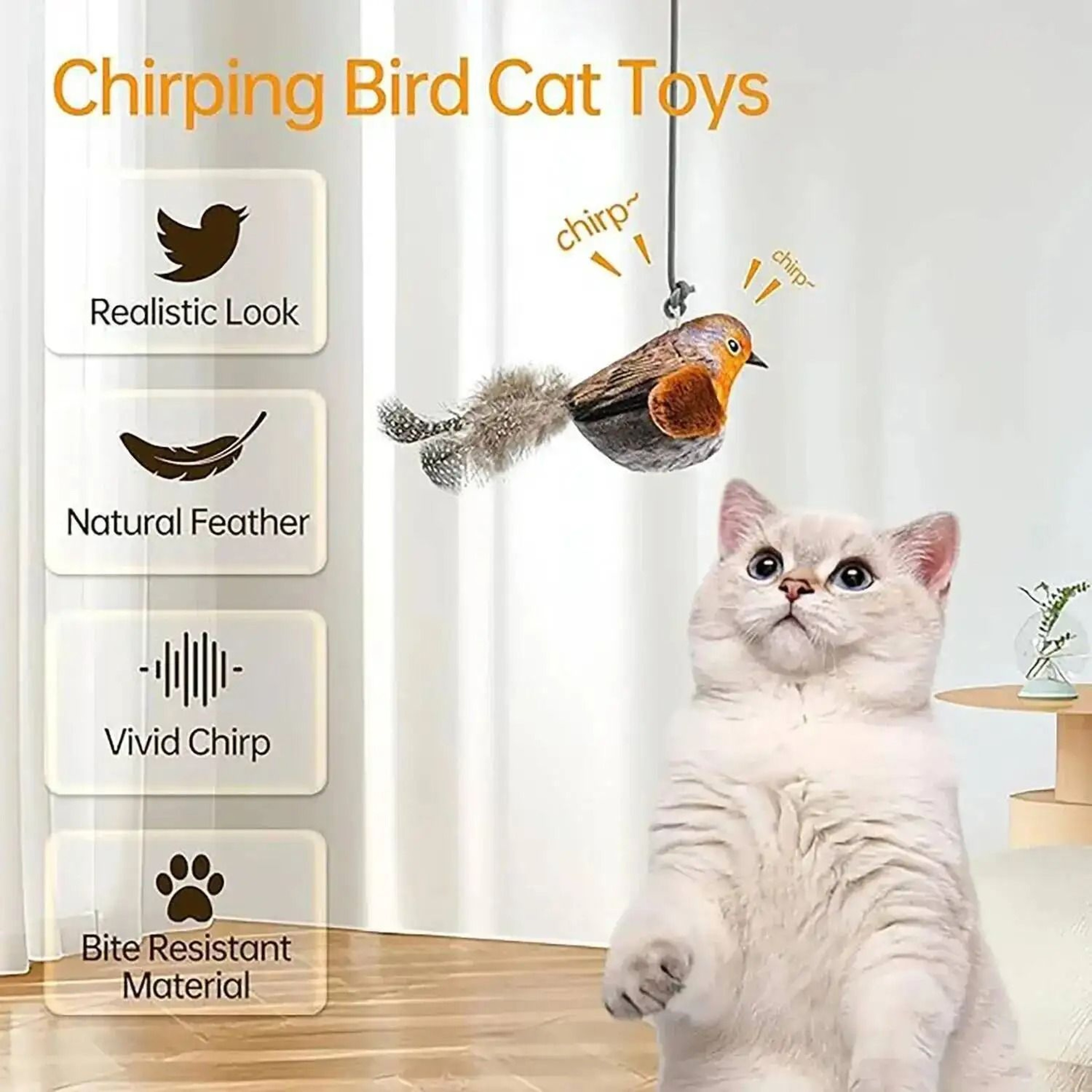 Interactive Bird Cat Toy With Sound  Catnip  Wall Hanging Chasing Toy For Indoor Cats 2