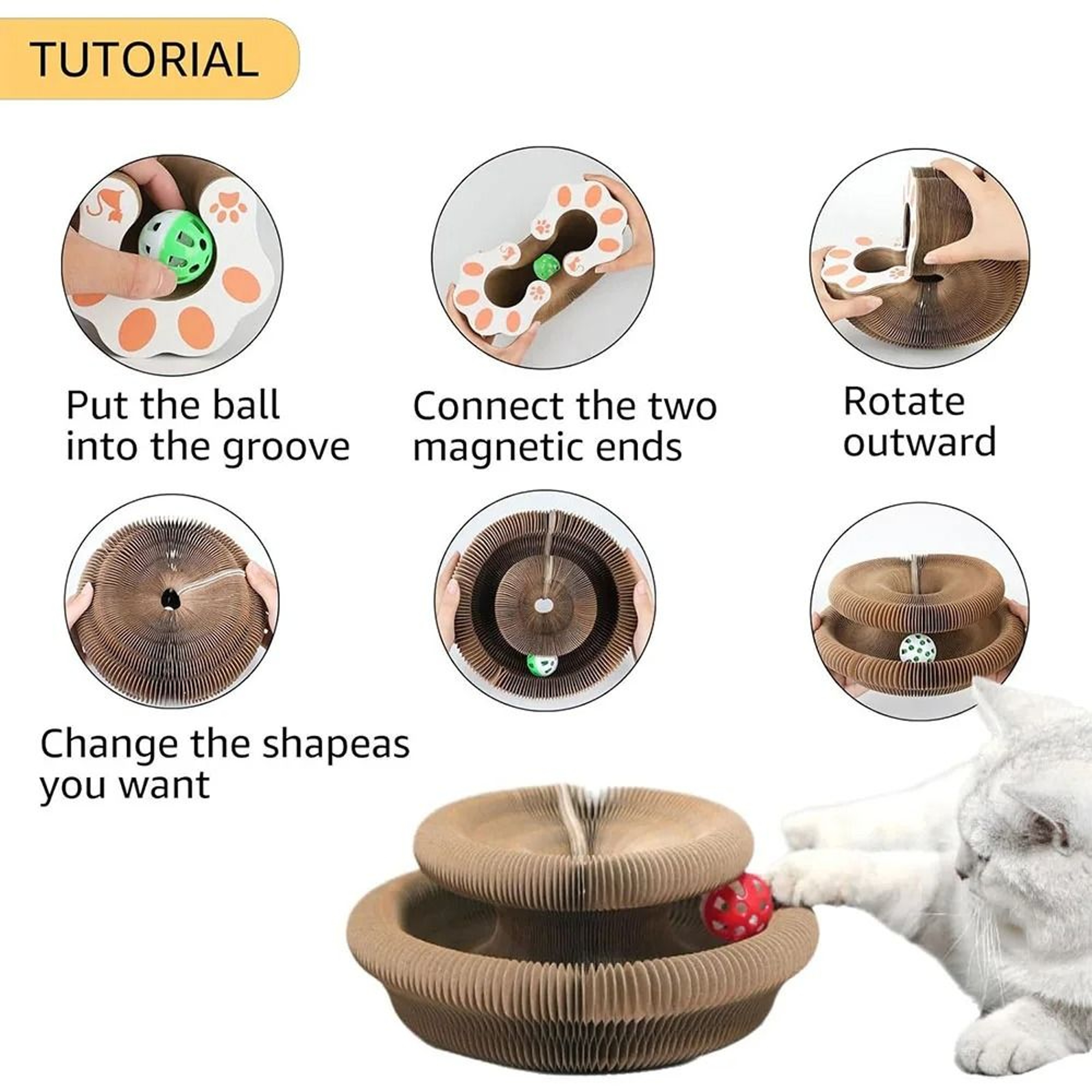 Magic Organ Cat Scratching Board  Foldable Accordion Cat Scratcher Toy For Claw Care  Interactive P 2
