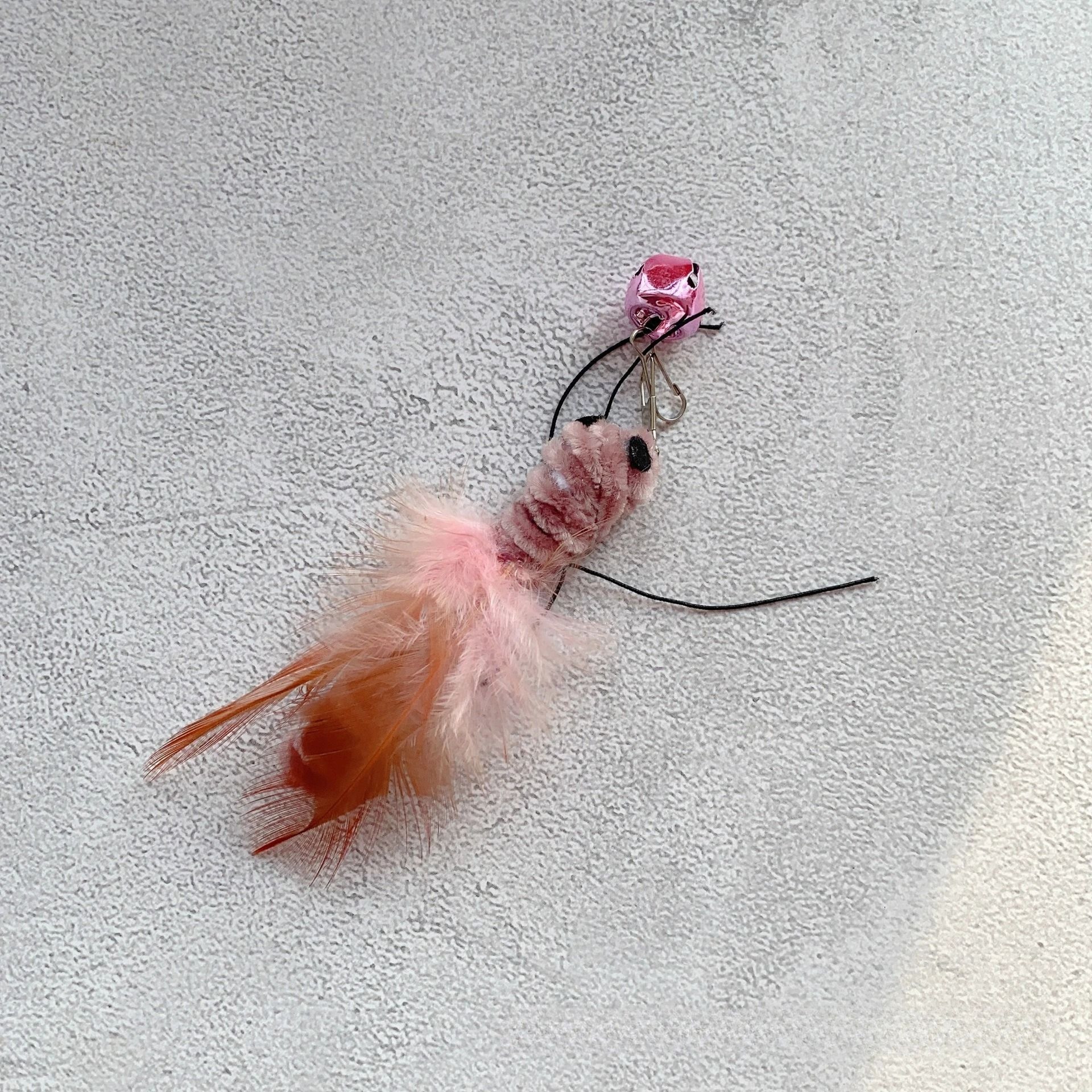 Interactive Insect Cat Wand Refills Plush Feather Bug Teaser Toy Replacement Set 2