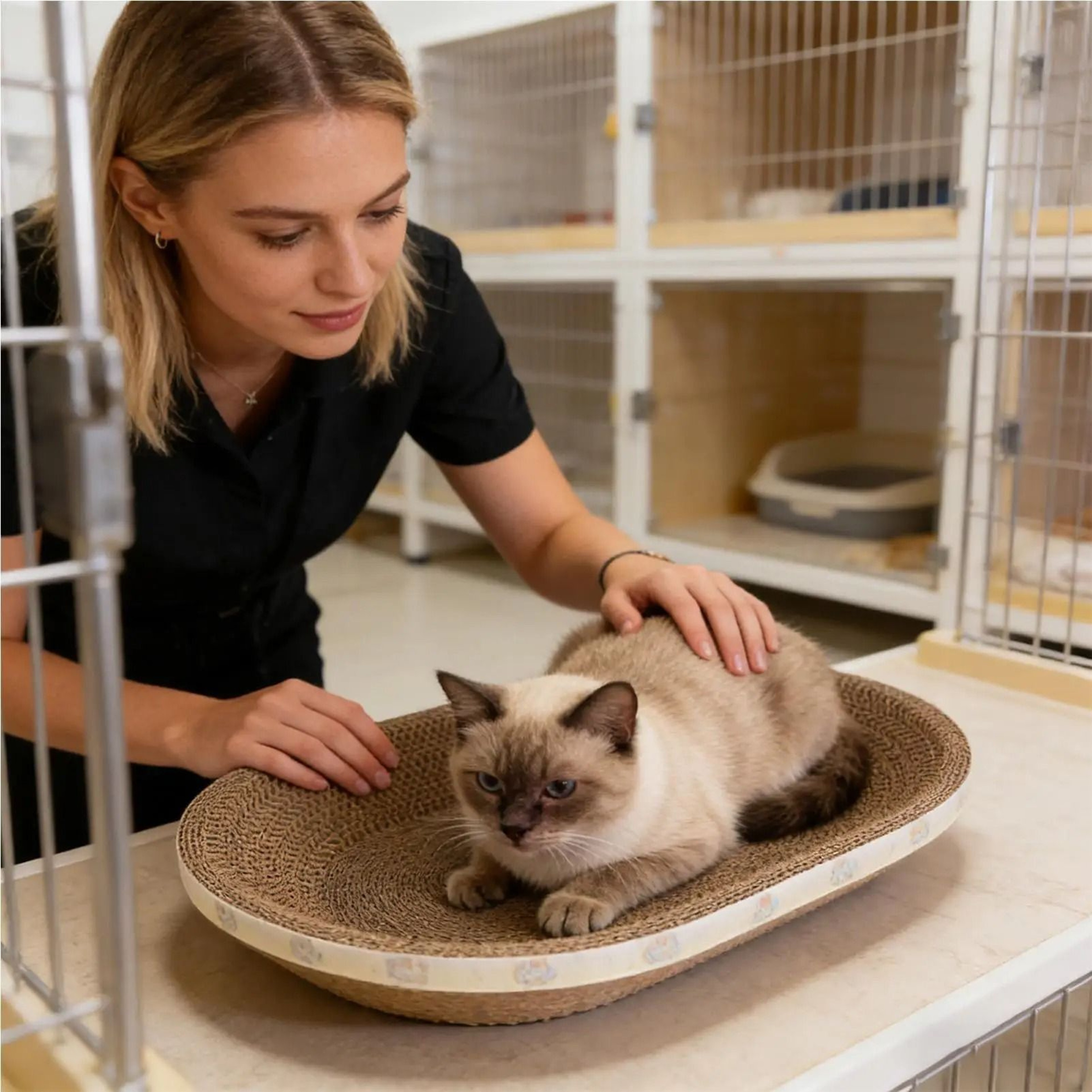 Large Corrugated Cat Scratcher Bed With Oval Lounge Design For Indoor Cats 4