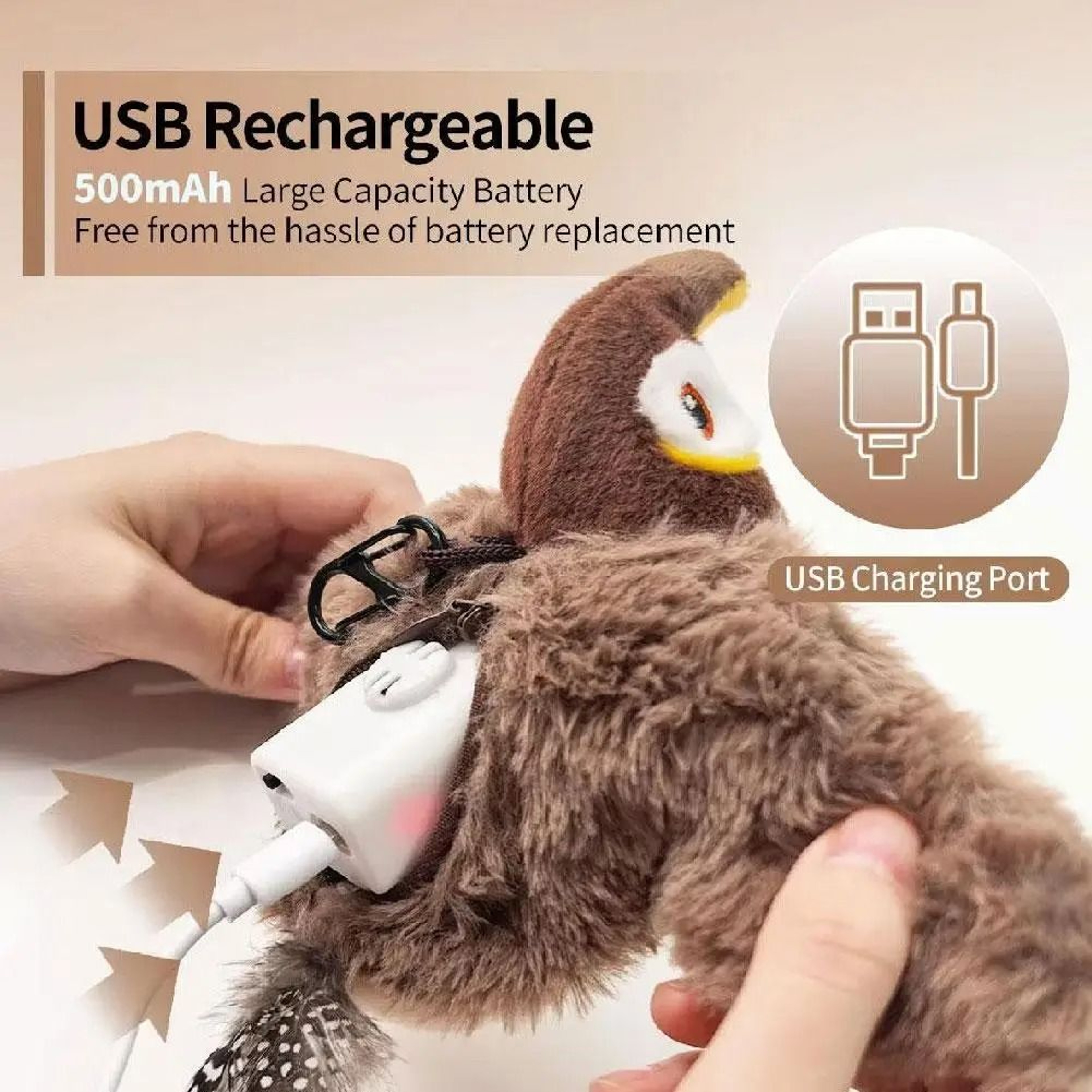 Interactive Flapping Bird Cat Toy With Catnip Rechargeable Chirping Flying Bird For Indoor Cats 3