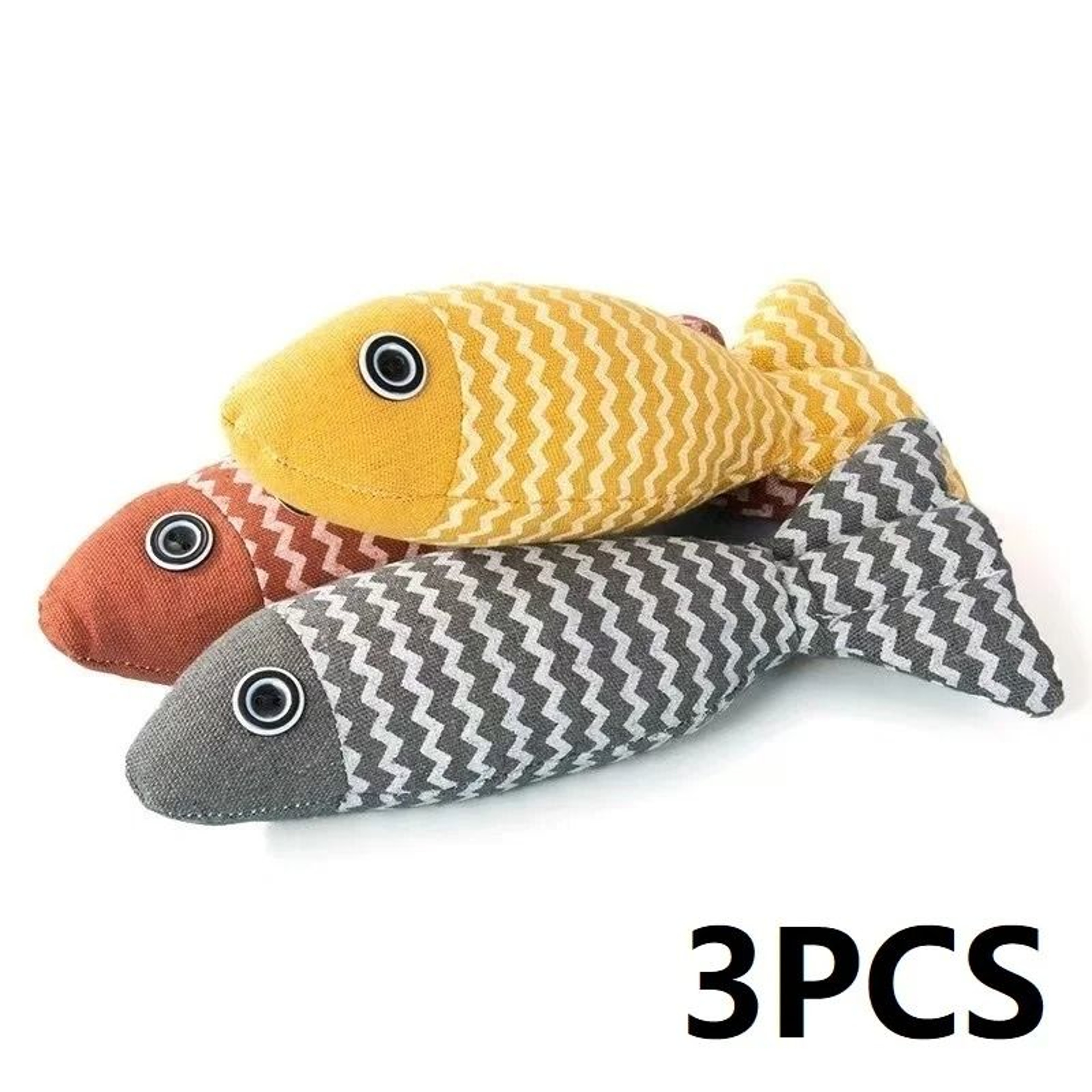3PCS Catnip Fish Kicker Toy Set Interactive Chew  Exercise Plush Toys For Indoor Cats 8