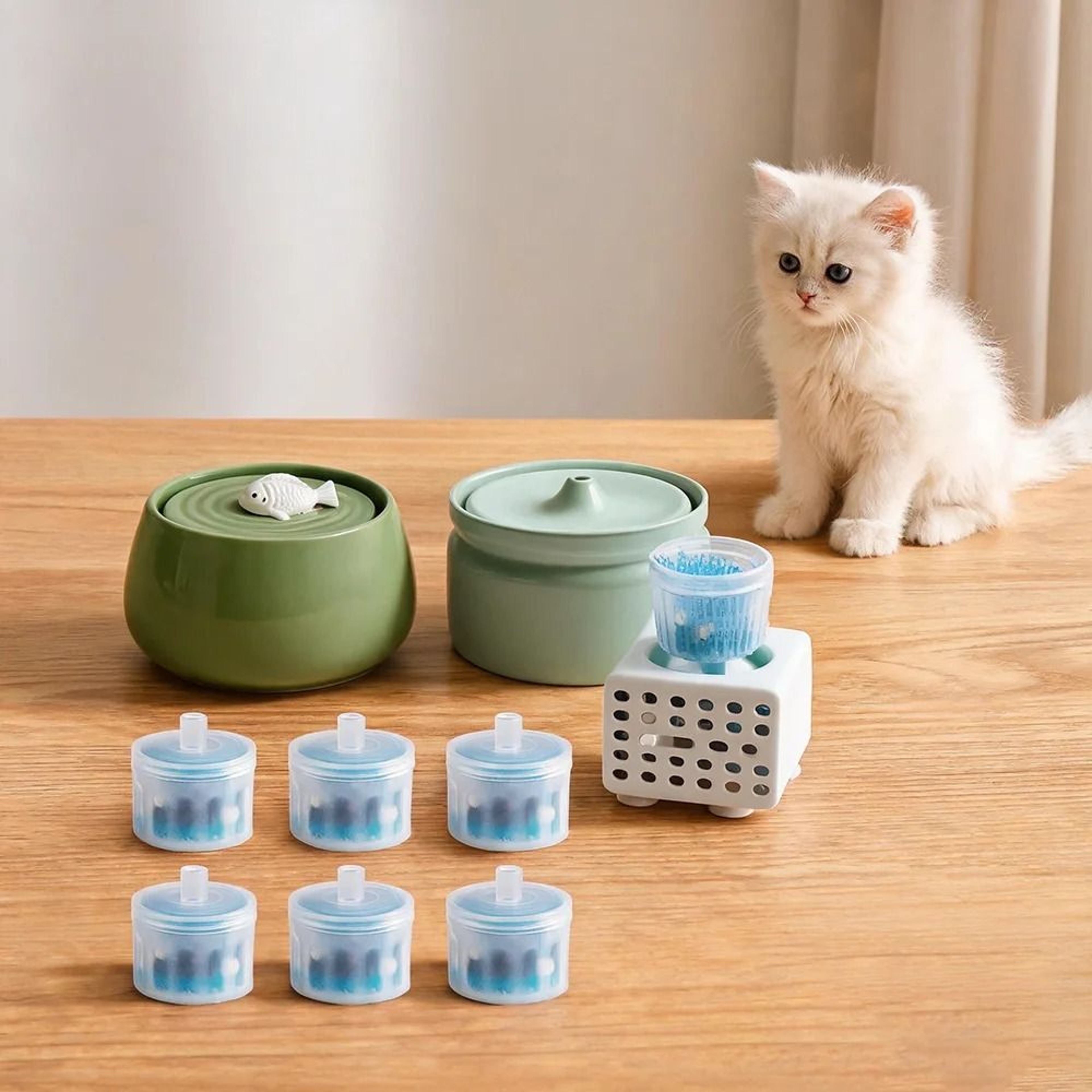 13L Cat Water Fountain Replacement Filter Set With Pump Sponge For Pet Drinking Fountain 1