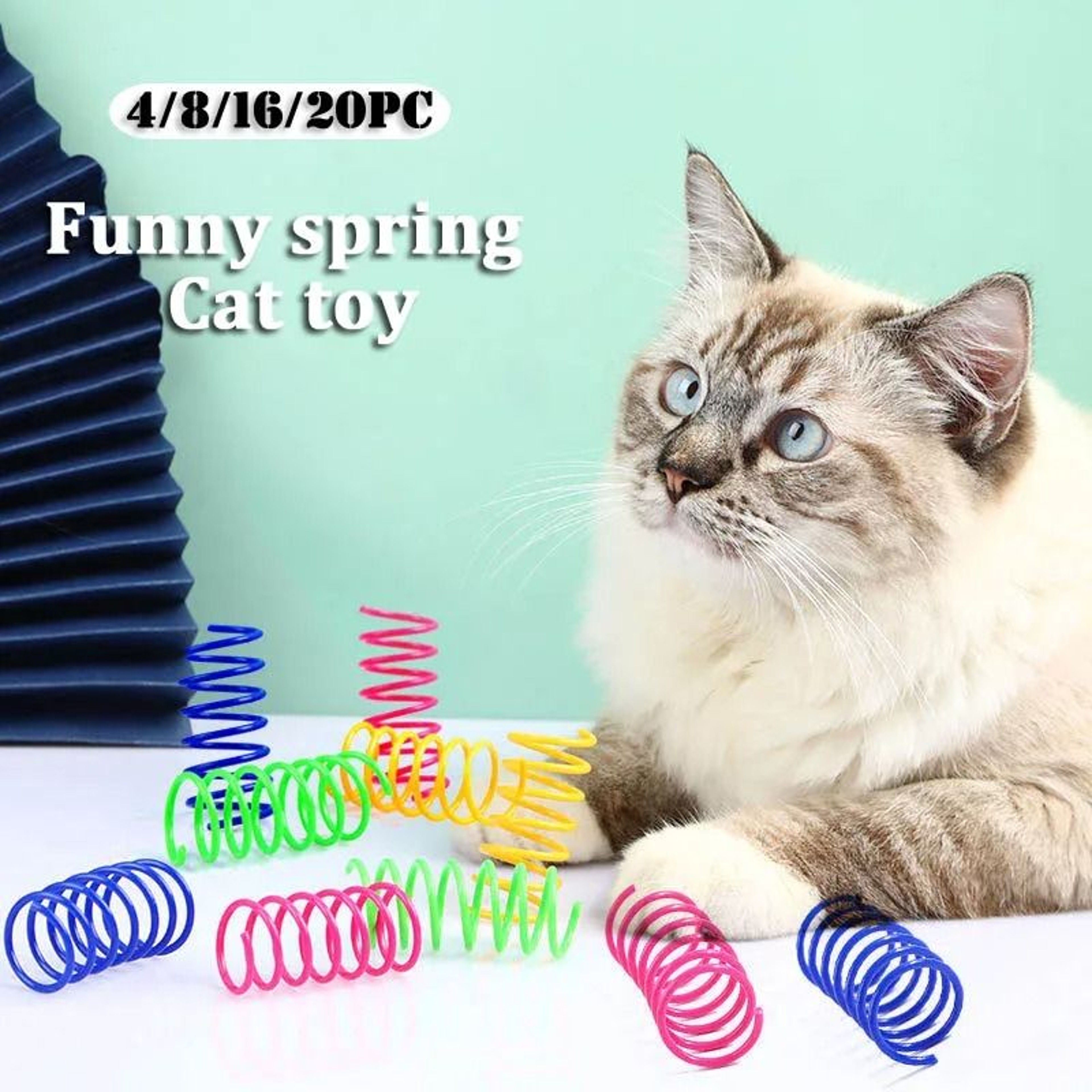 Colorful Spiral Spring Cat Toy Set Interactive Bouncy Chase  Chew Toys For Kittens 0