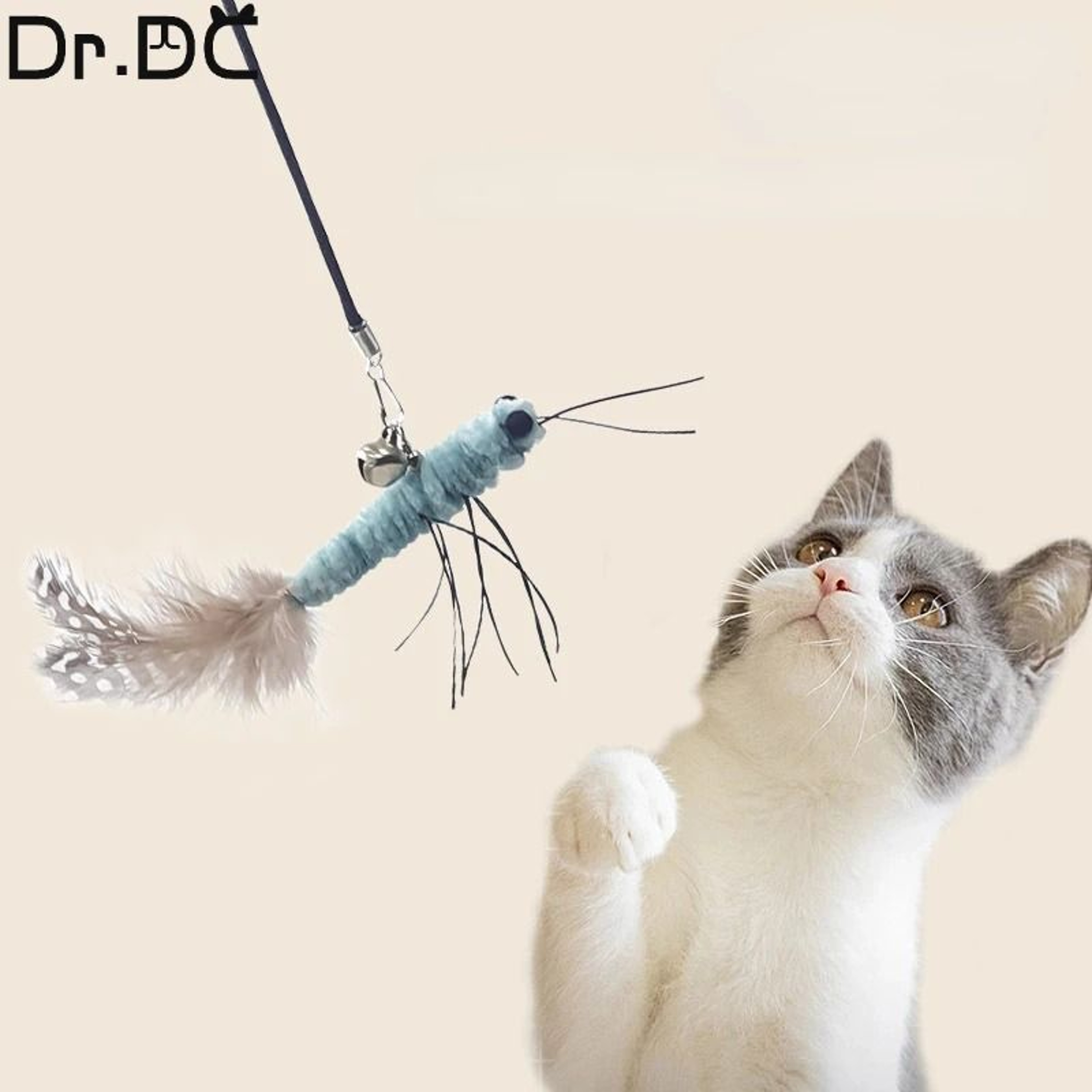 Dragonfly Feather Cat Teaser Wand Toy 4