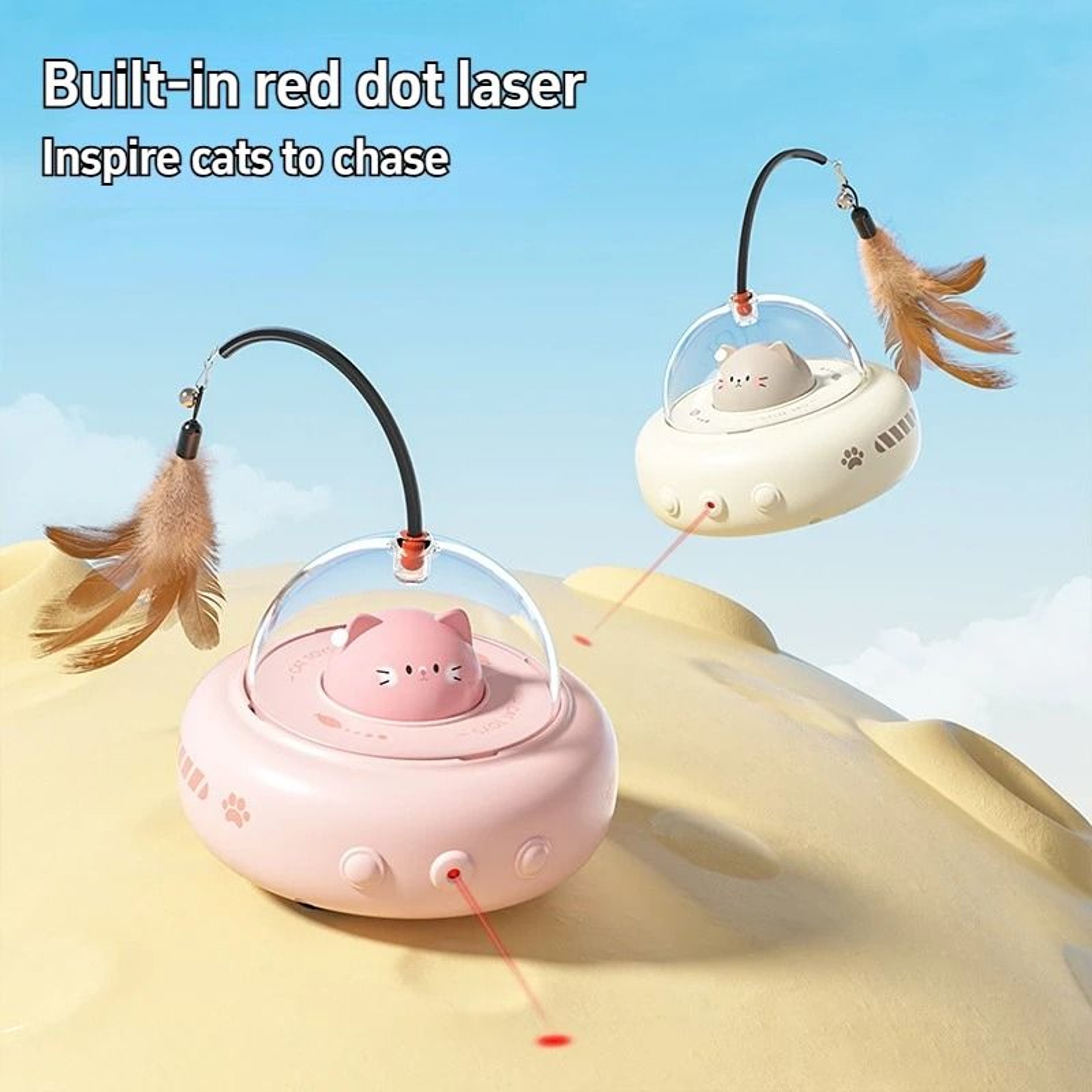 Smart UFO Cat Teaser Toy With Replaceable Feather 2