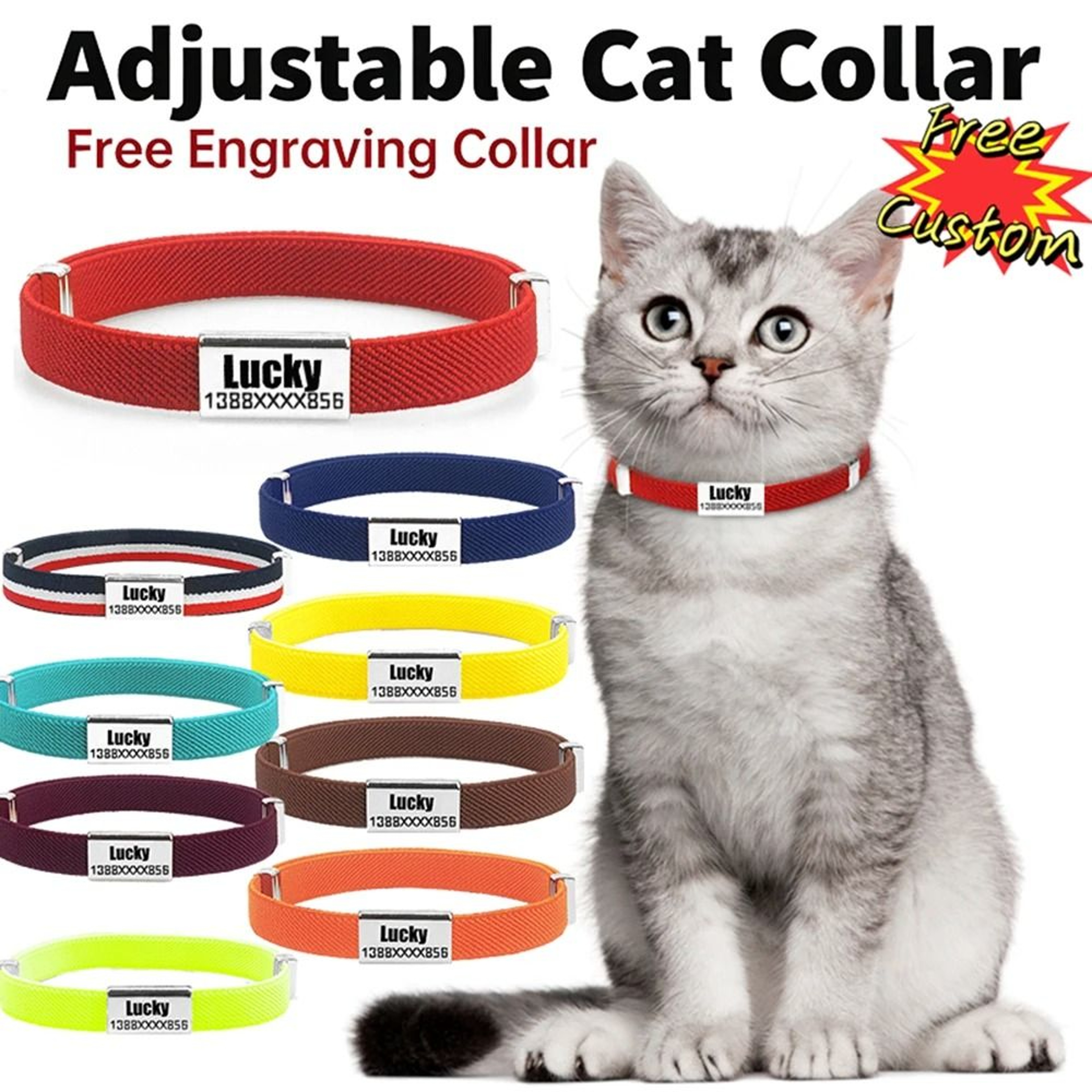 Personalized Breakaway Cat Collar With Custom Name Tag Adjustable Safety Collar For Cats  Small Dog 1