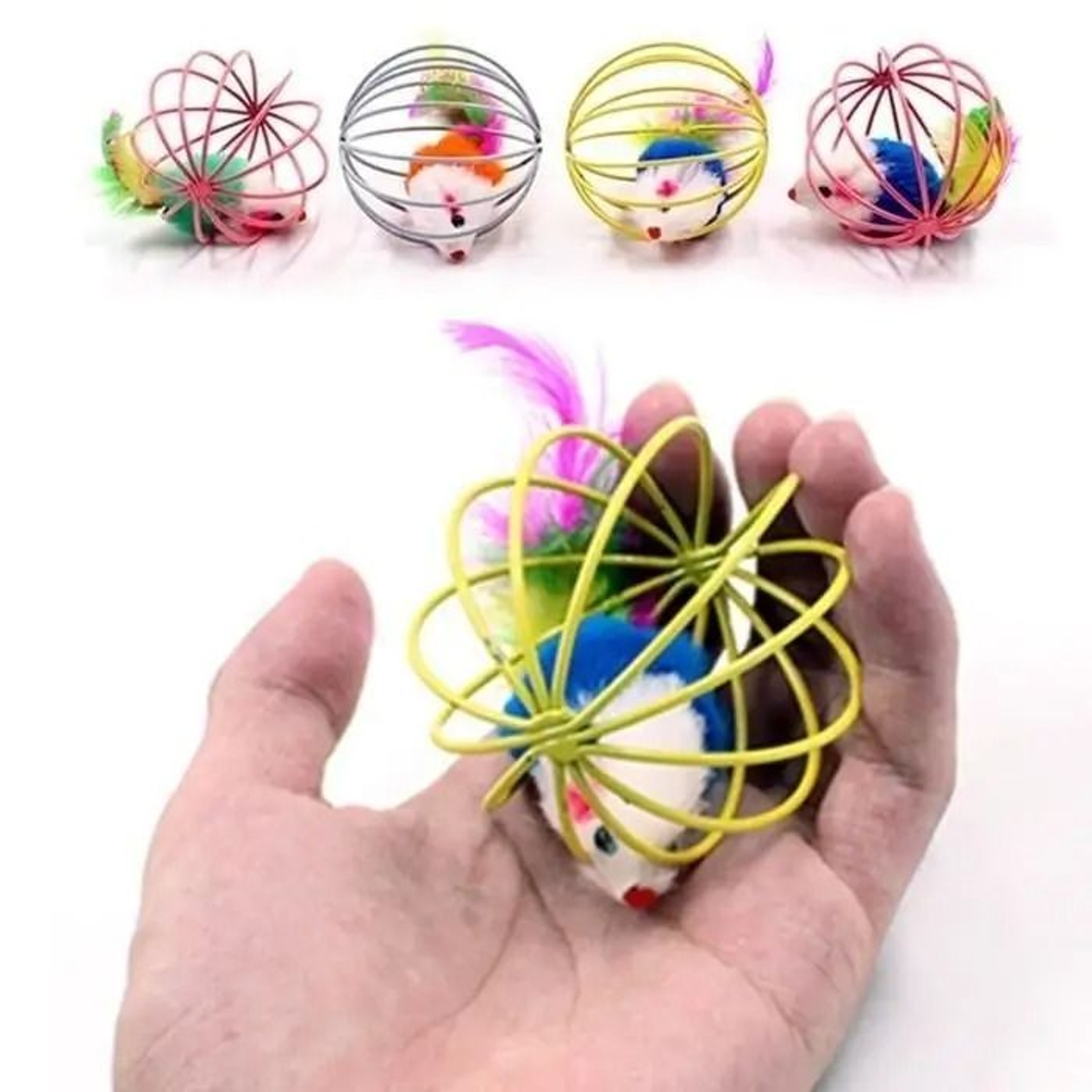 Interactive Caged Mouse Ball Toy For Cats  Small Dogs Funny Rolling Chase And Play Toy 4