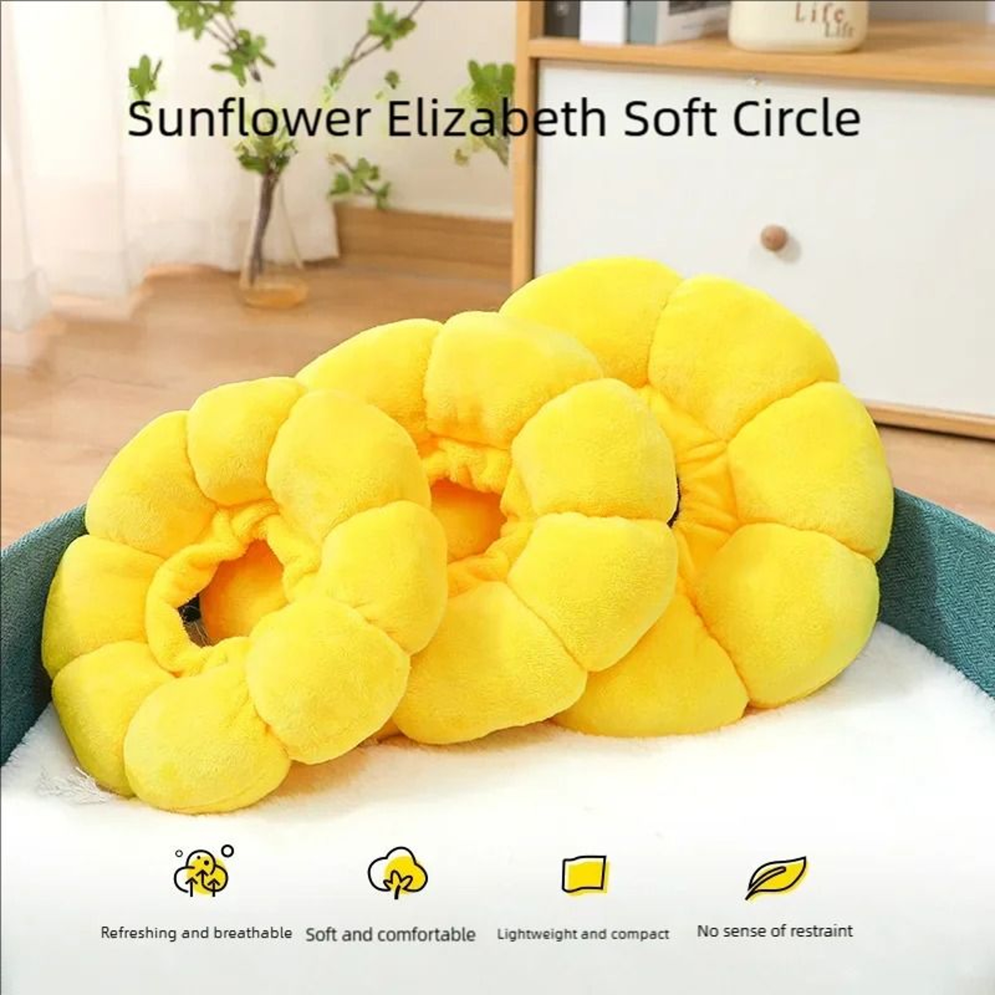 Sunflower Plush Recovery Collar For Cats  Small Pets AntiLick Healing Cone 0