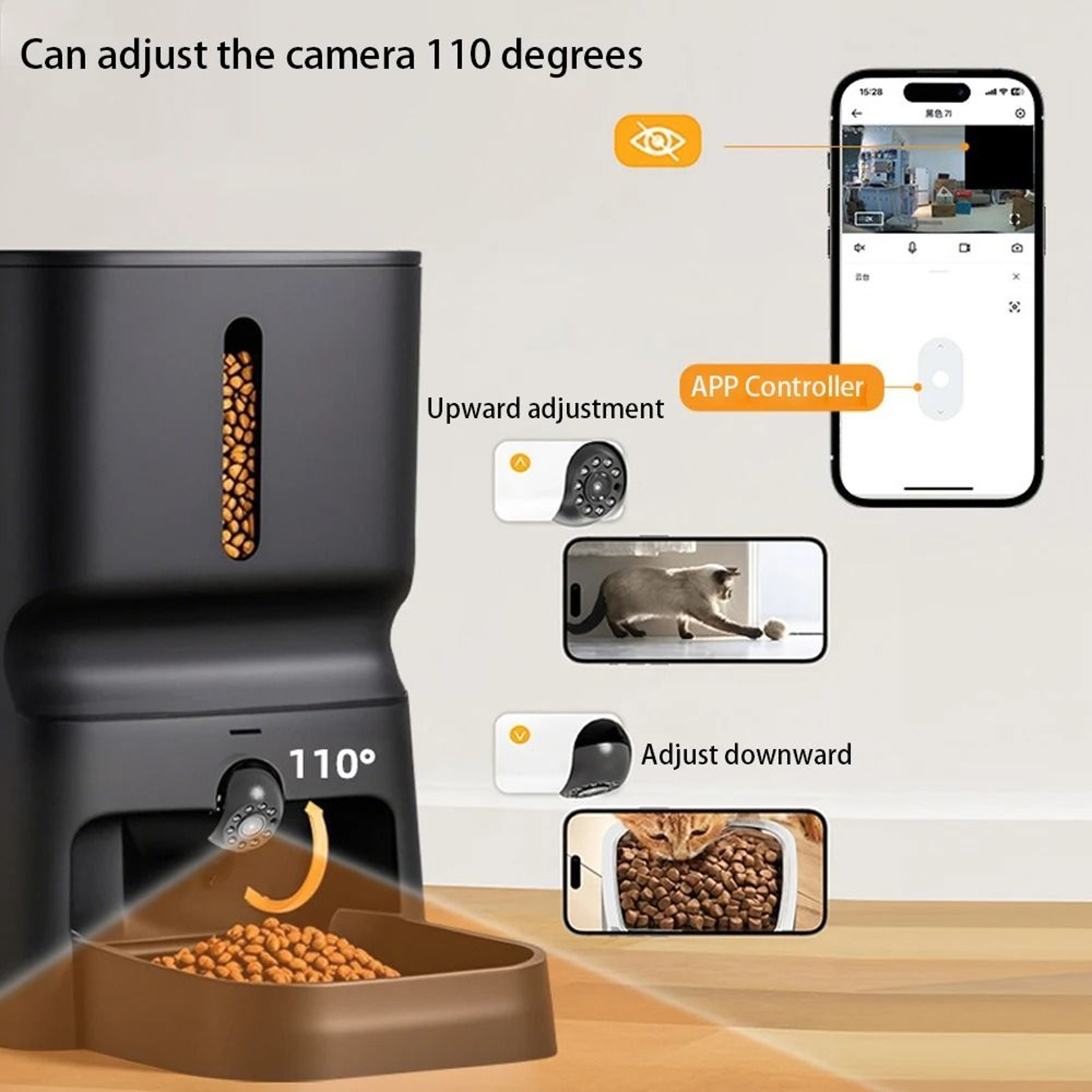 7L Smart Automatic Pet Feeder With HD Camera WiFi App Control  Voice Recording 2
