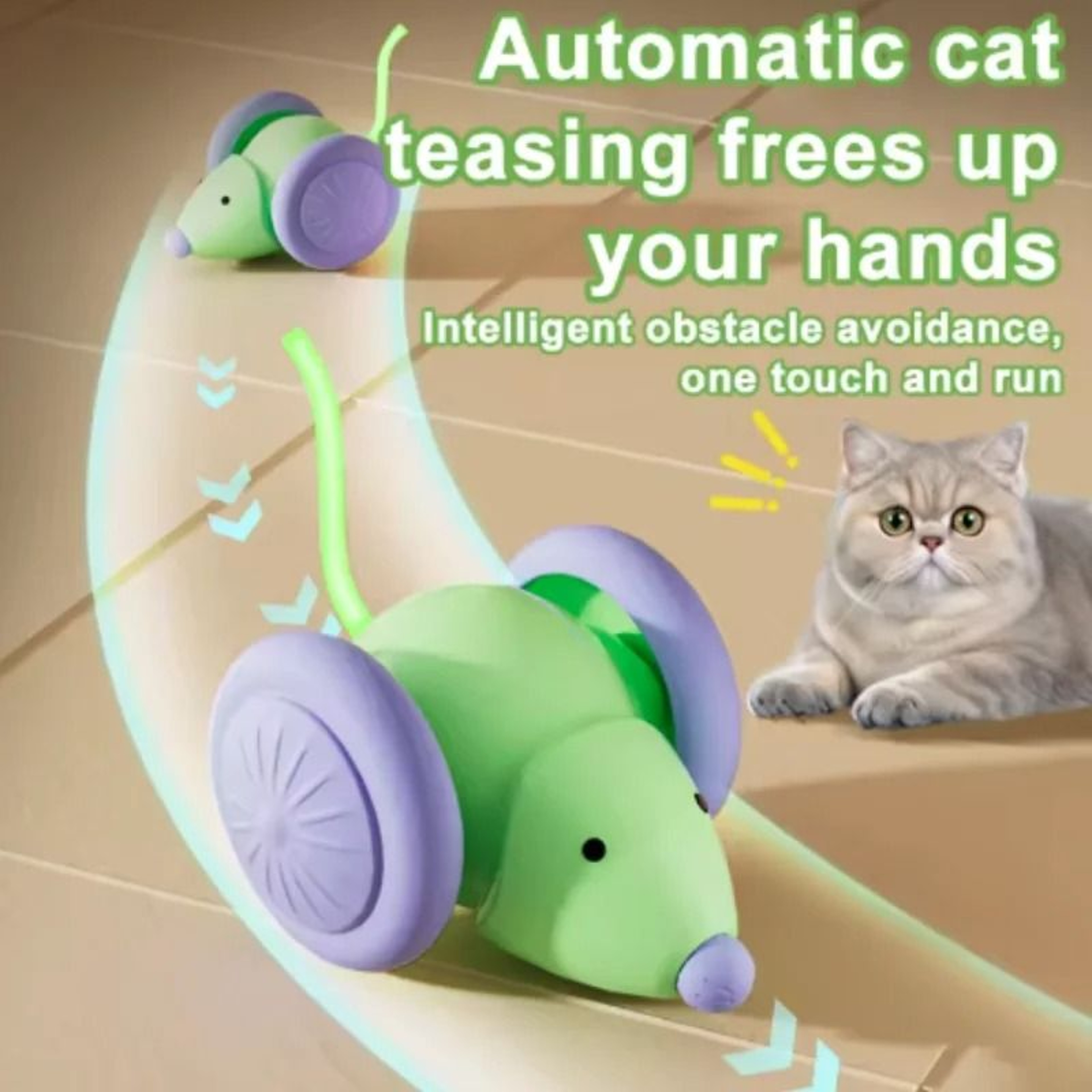 Smart Rechargeable Interactive Mouse Cat Toy With Obstacle Avoidance 0