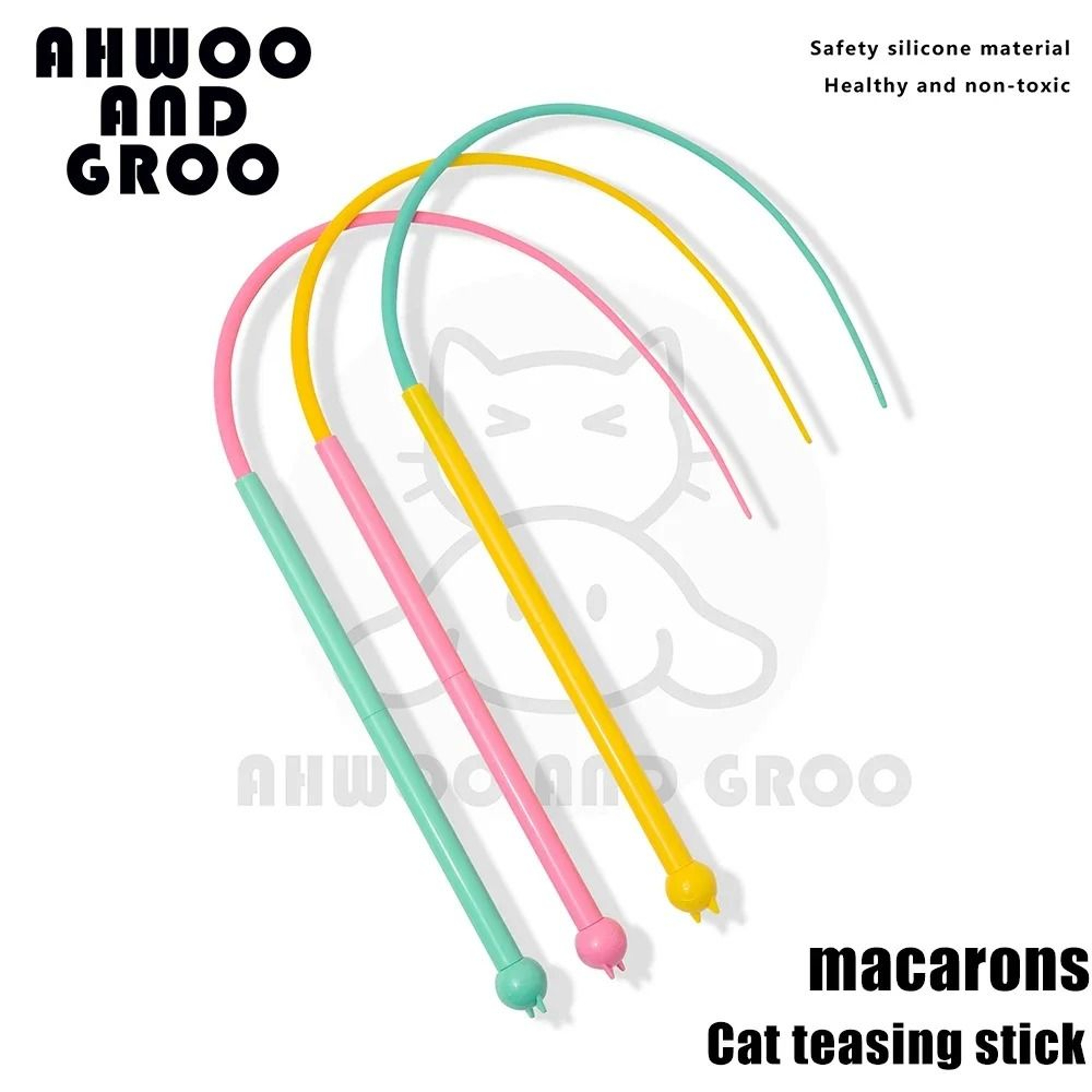 Macaron Mouse Tail Cat Wand Toy With Bell  Flexible Silicone Teaser Tail 1
