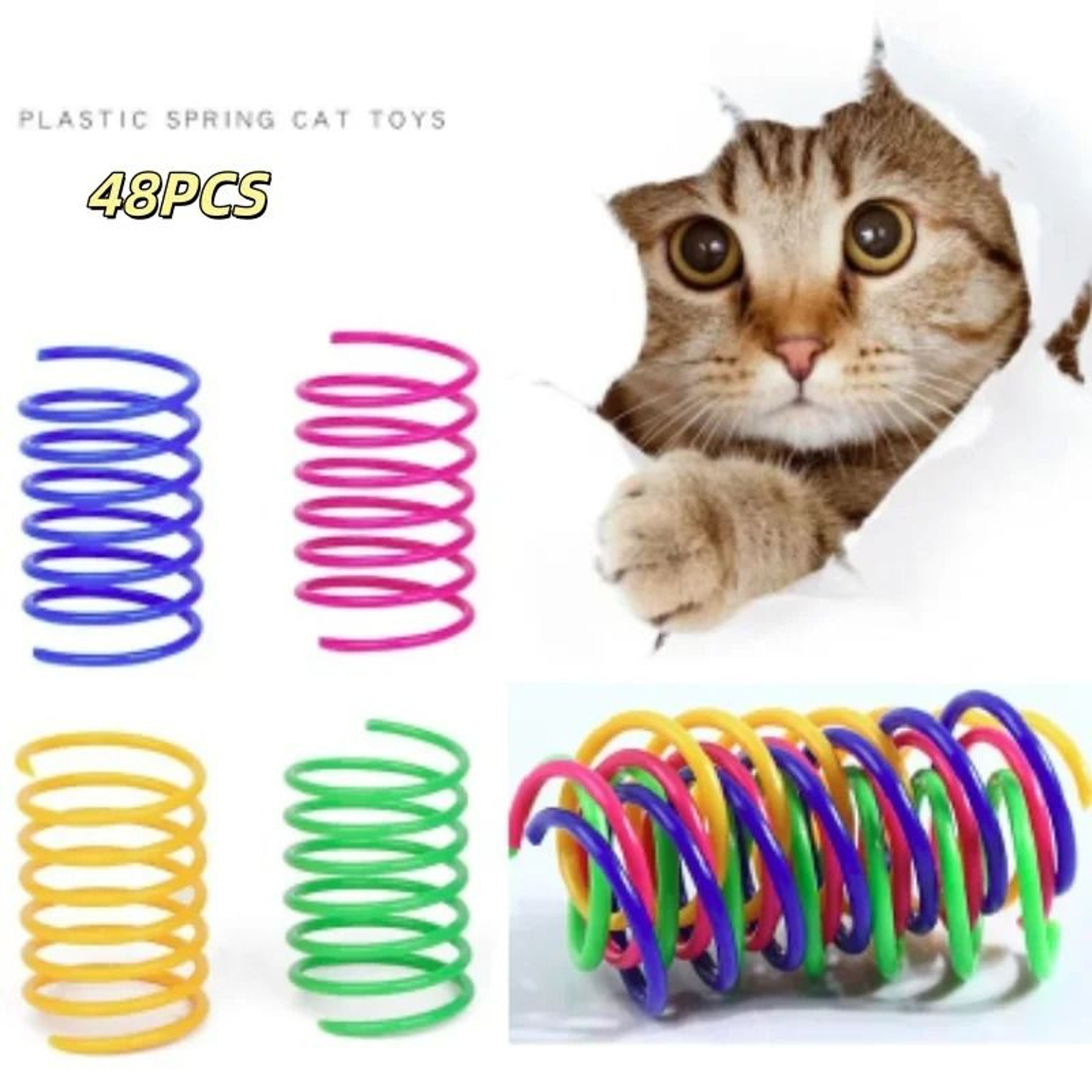 Colorful Interactive Spring Cat Toy Set For Chasing Bouncing  Independent Play 14