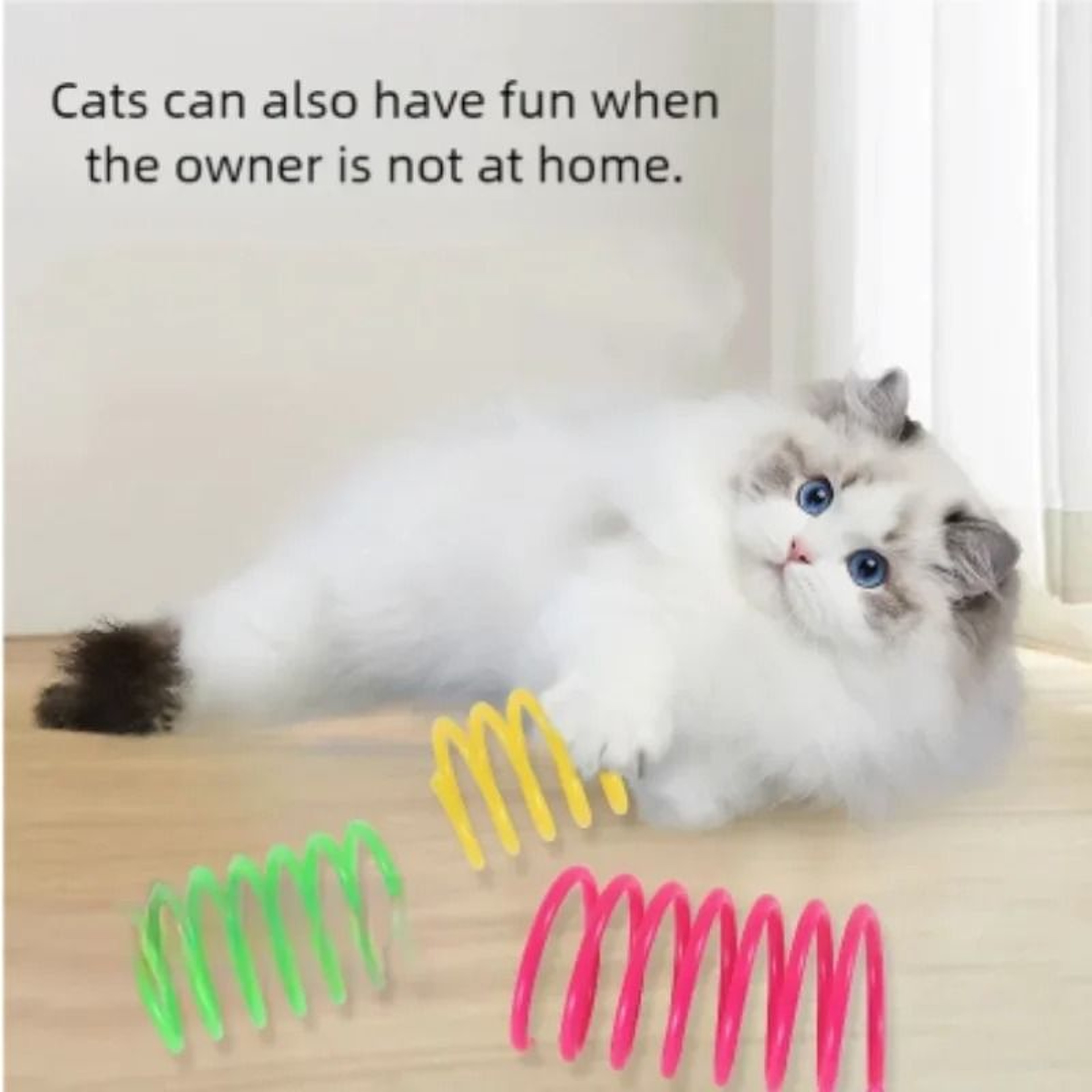 Colorful Interactive Spring Cat Toy Set For Chasing Bouncing  Independent Play 3