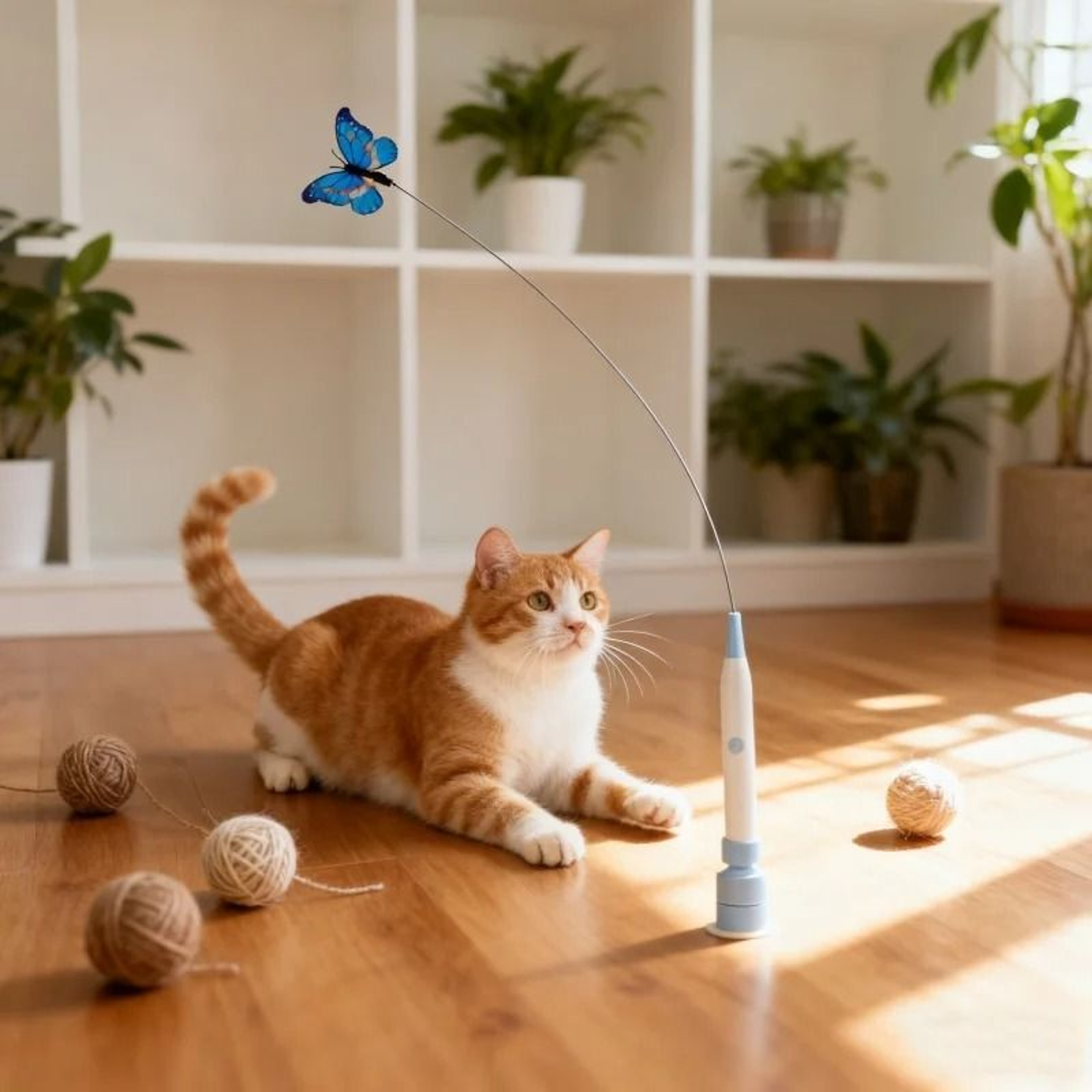 FlutterFly MotionActivated Butterfly Cat Toy  USB Rechargeable Suction Cup Teaser For Indoor Cats 2