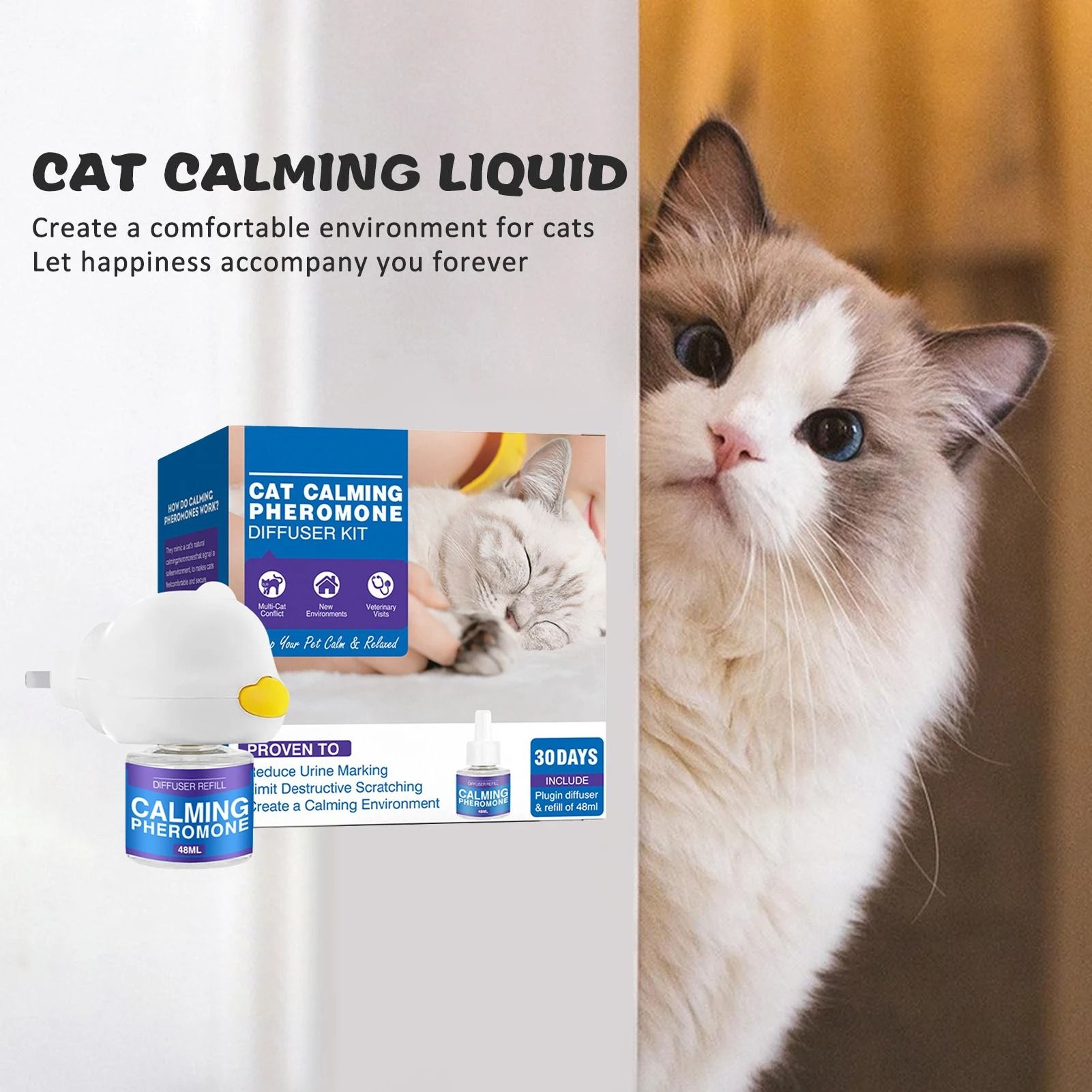 Enhanced Calming Pheromone Diffuser For Cats  Dogs LongLasting Comfort Support 3