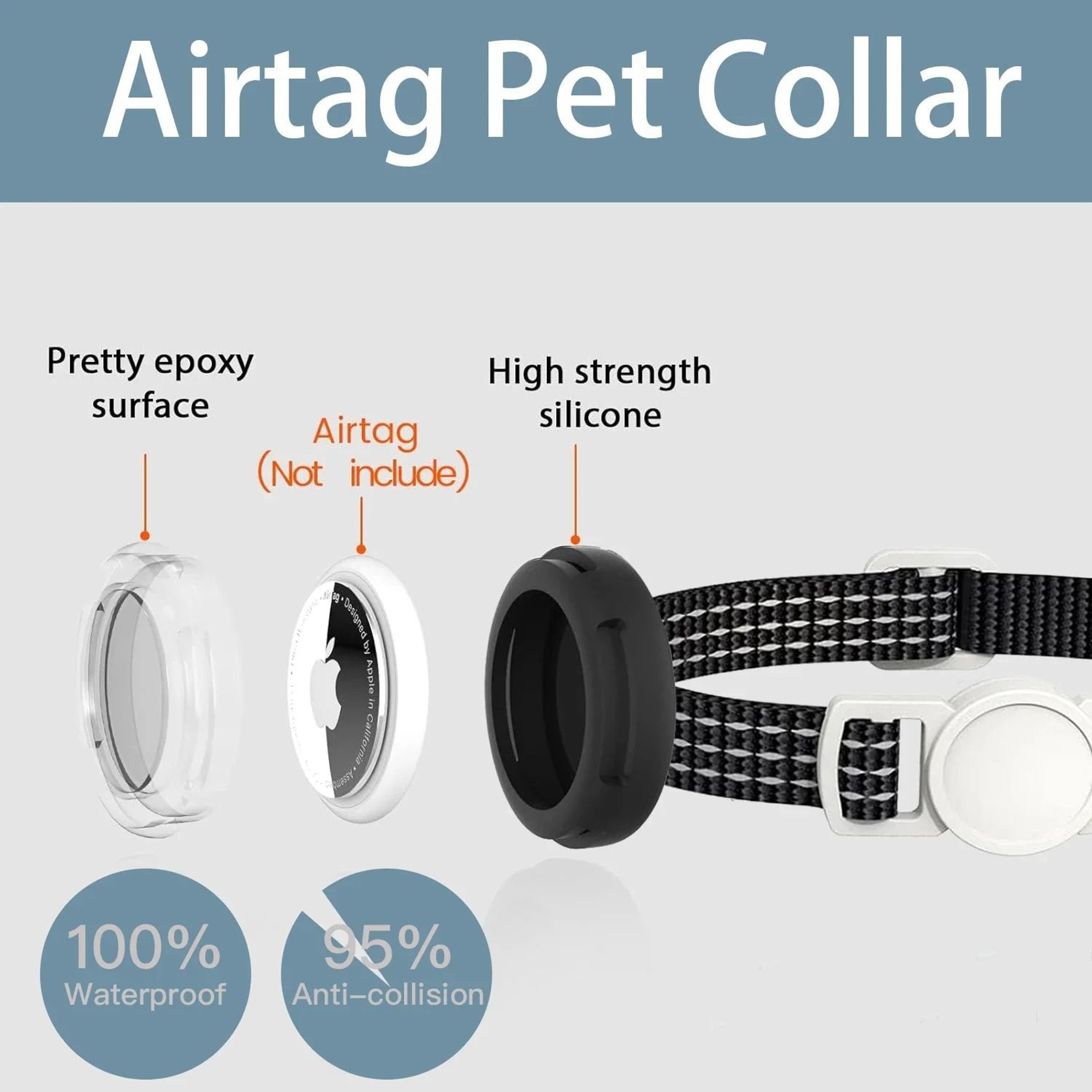 TrackSafe AirTag Cat Collar  Reflective Breakaway Collar With AirTag Holder  Bell For Cats And Kitt 3