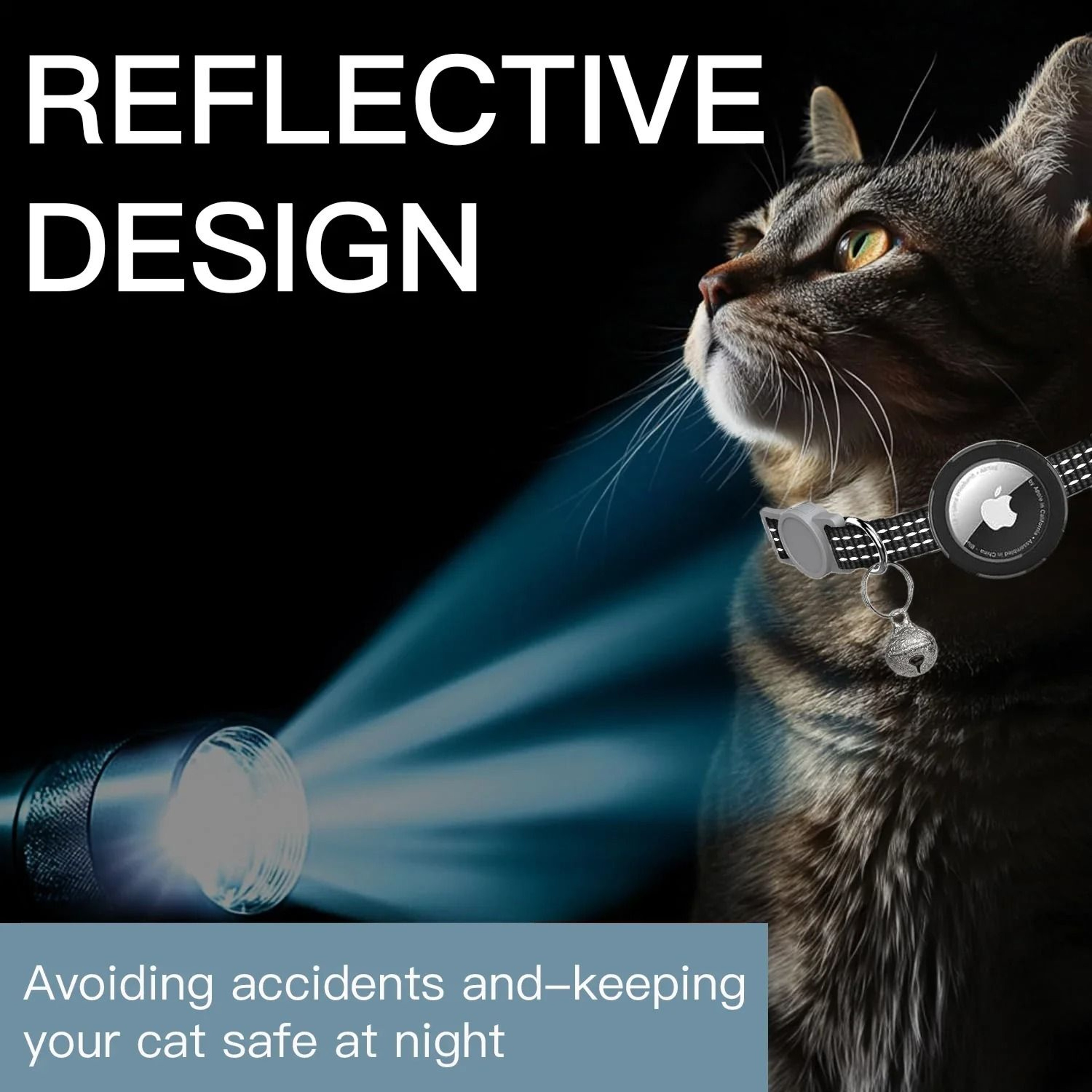 TrackSafe AirTag Cat Collar  Reflective Breakaway Collar With AirTag Holder  Bell For Cats And Kitt 4